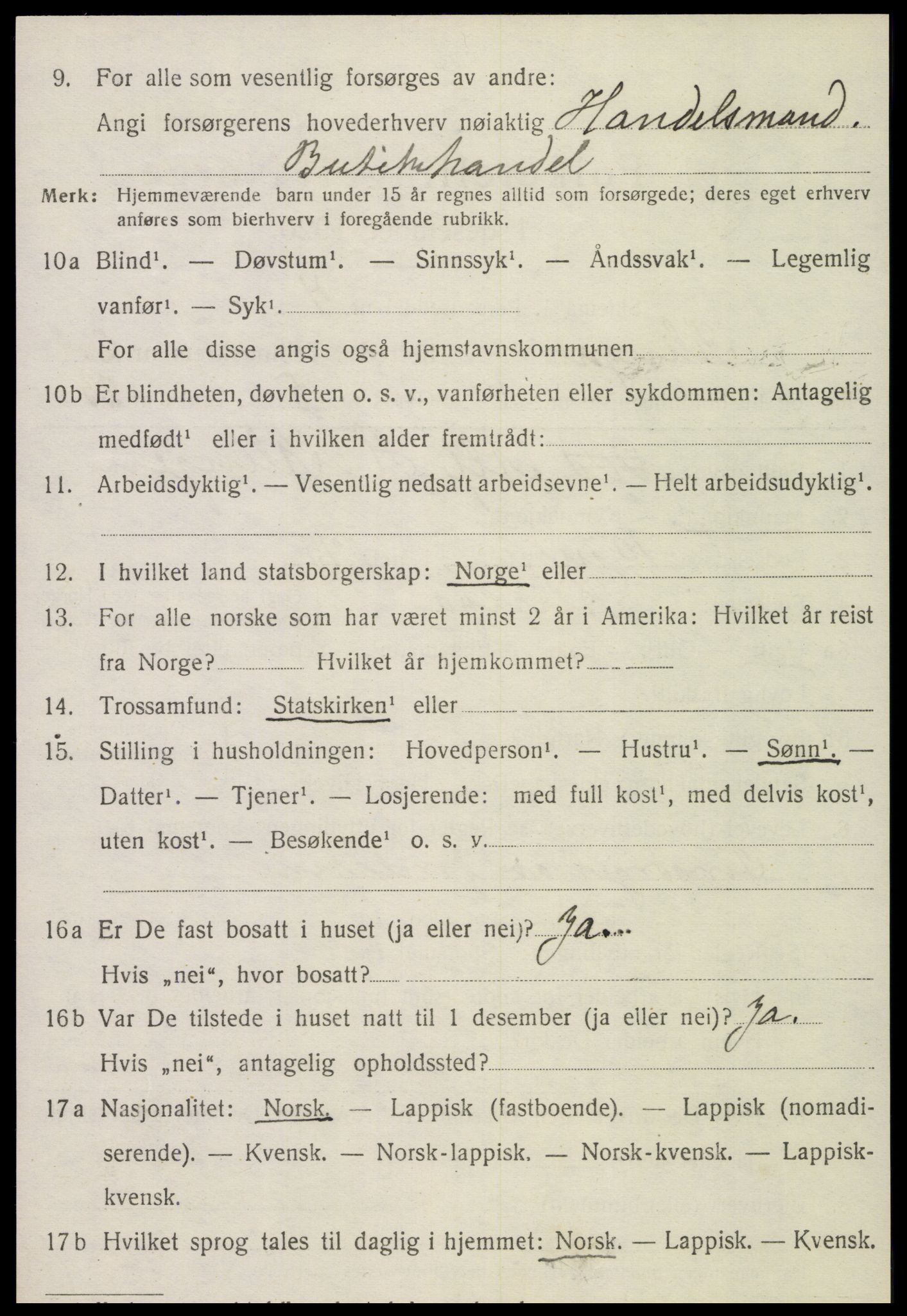SAT, 1920 census for Klinga, 1920, p. 1412