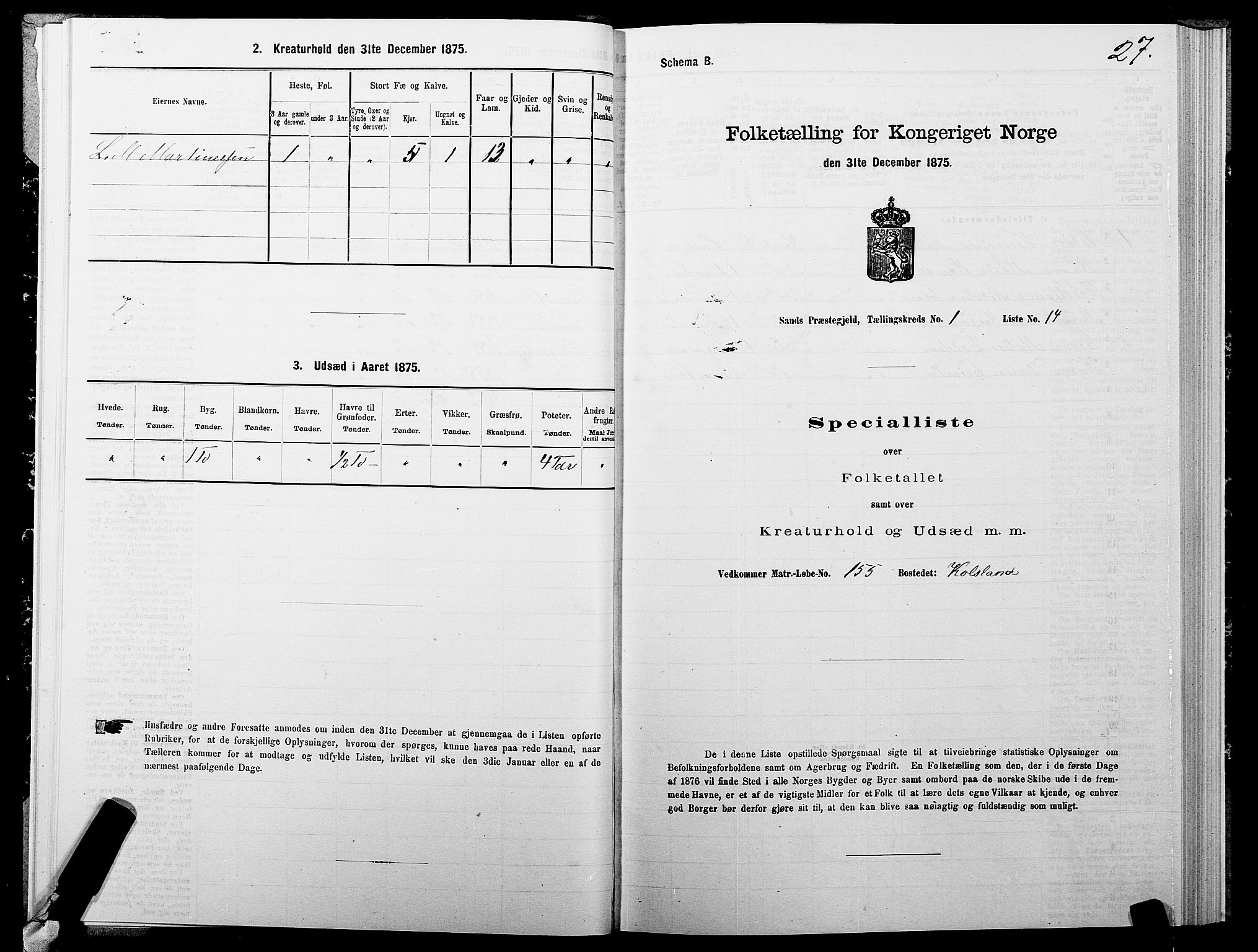 SATØ, 1875 census for 1915P Sand, 1875, p. 1027