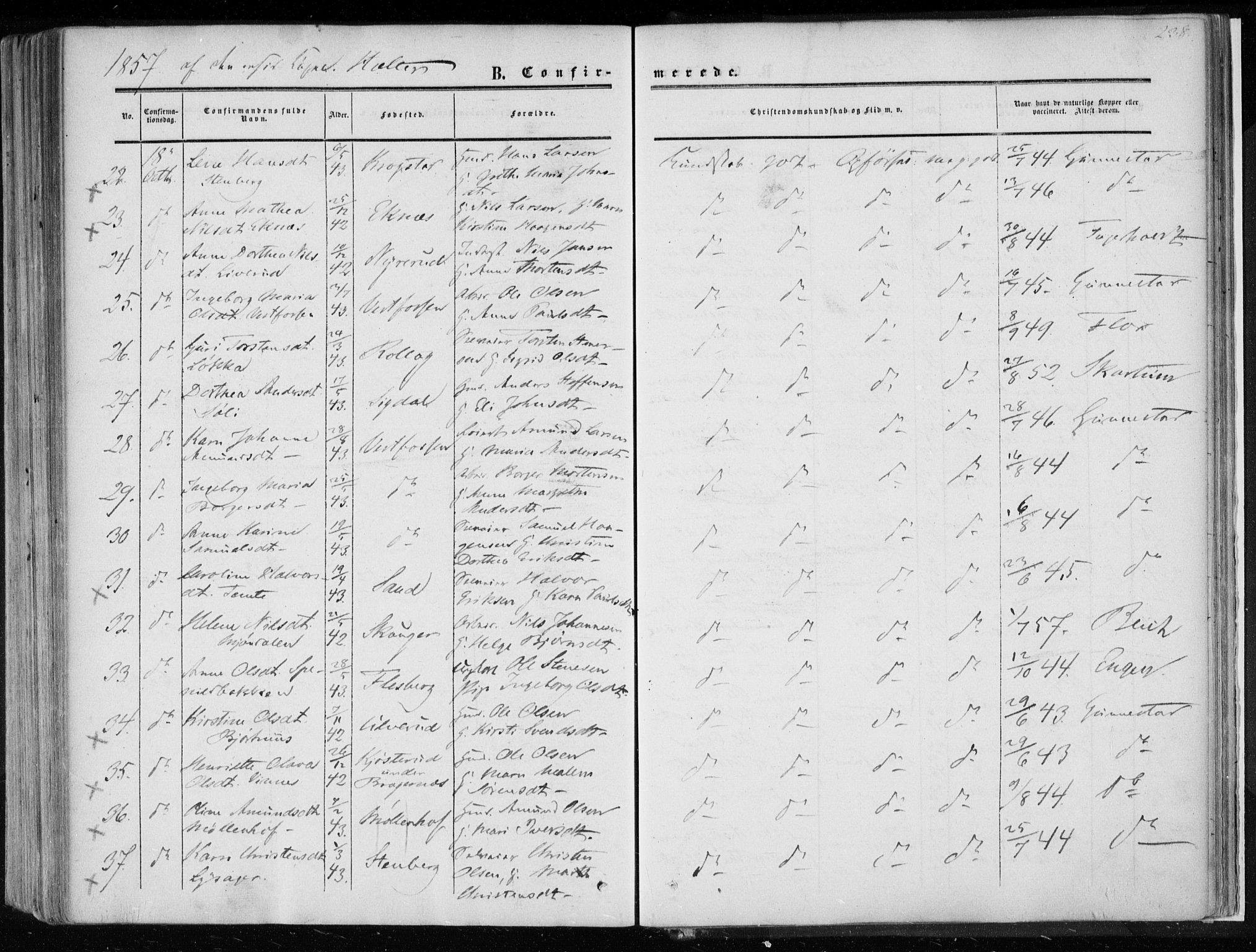 Eiker kirkebøker, AV/SAKO-A-4/F/Fa/L0015a: Parish register (official) no. I 15A, 1854-1860, p. 238