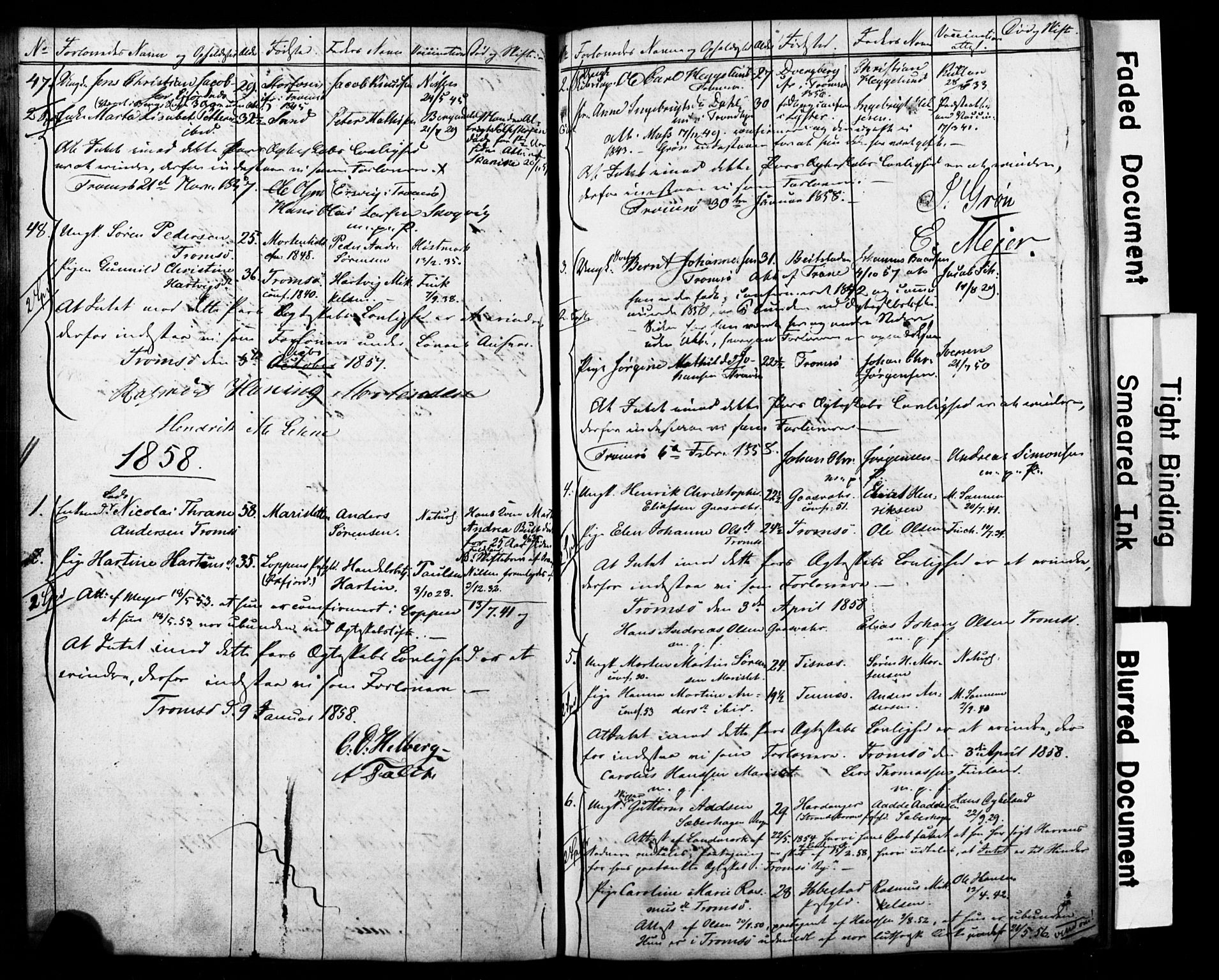 Tromsø sokneprestkontor/stiftsprosti/domprosti, SATØ/S-1343/H/Hc/L0097: Banns register no. 3, 1851-1872