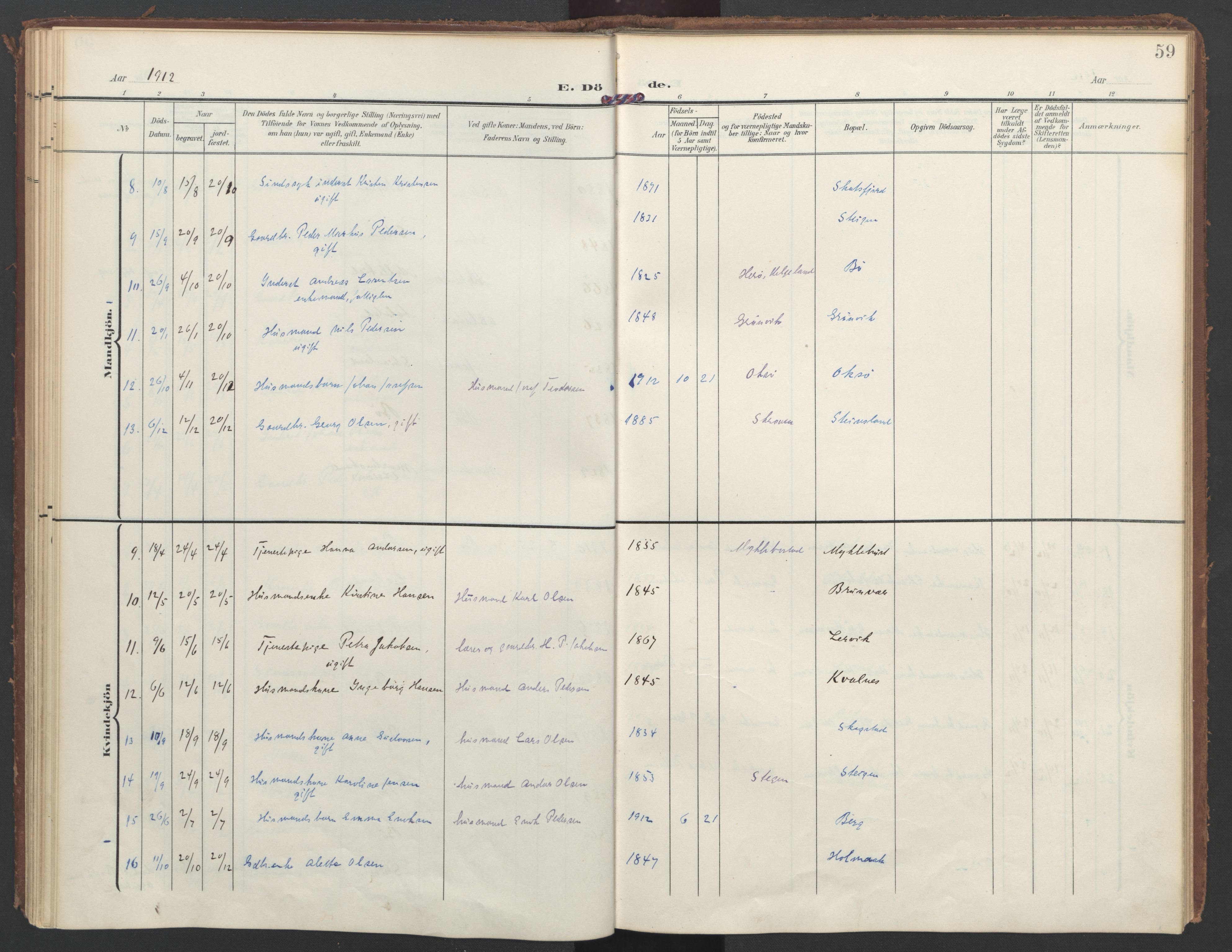 Ministerialprotokoller, klokkerbøker og fødselsregistre - Nordland, AV/SAT-A-1459/855/L0806: Parish register (official) no. 855A14, 1906-1922, p. 59