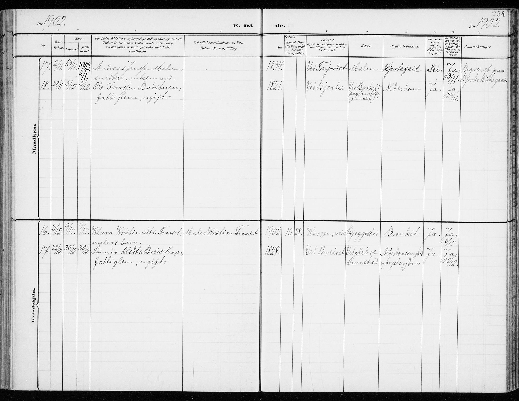 Fåberg prestekontor, SAH/PREST-086/H/Ha/Haa/L0011: Parish register (official) no. 11, 1899-1913, p. 254