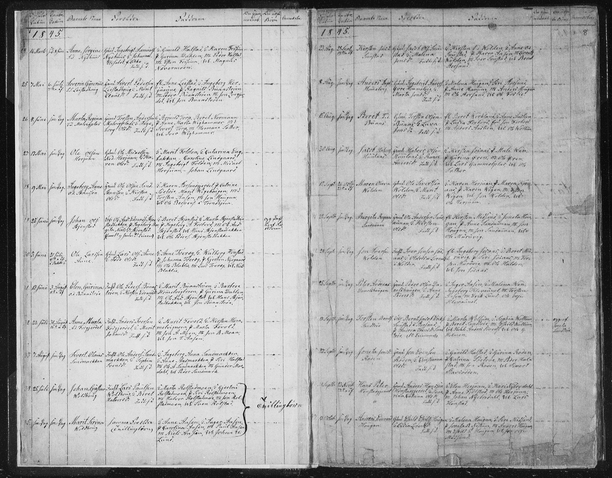 Ministerialprotokoller, klokkerbøker og fødselsregistre - Sør-Trøndelag, SAT/A-1456/616/L0406: Parish register (official) no. 616A03, 1843-1879, p. 8