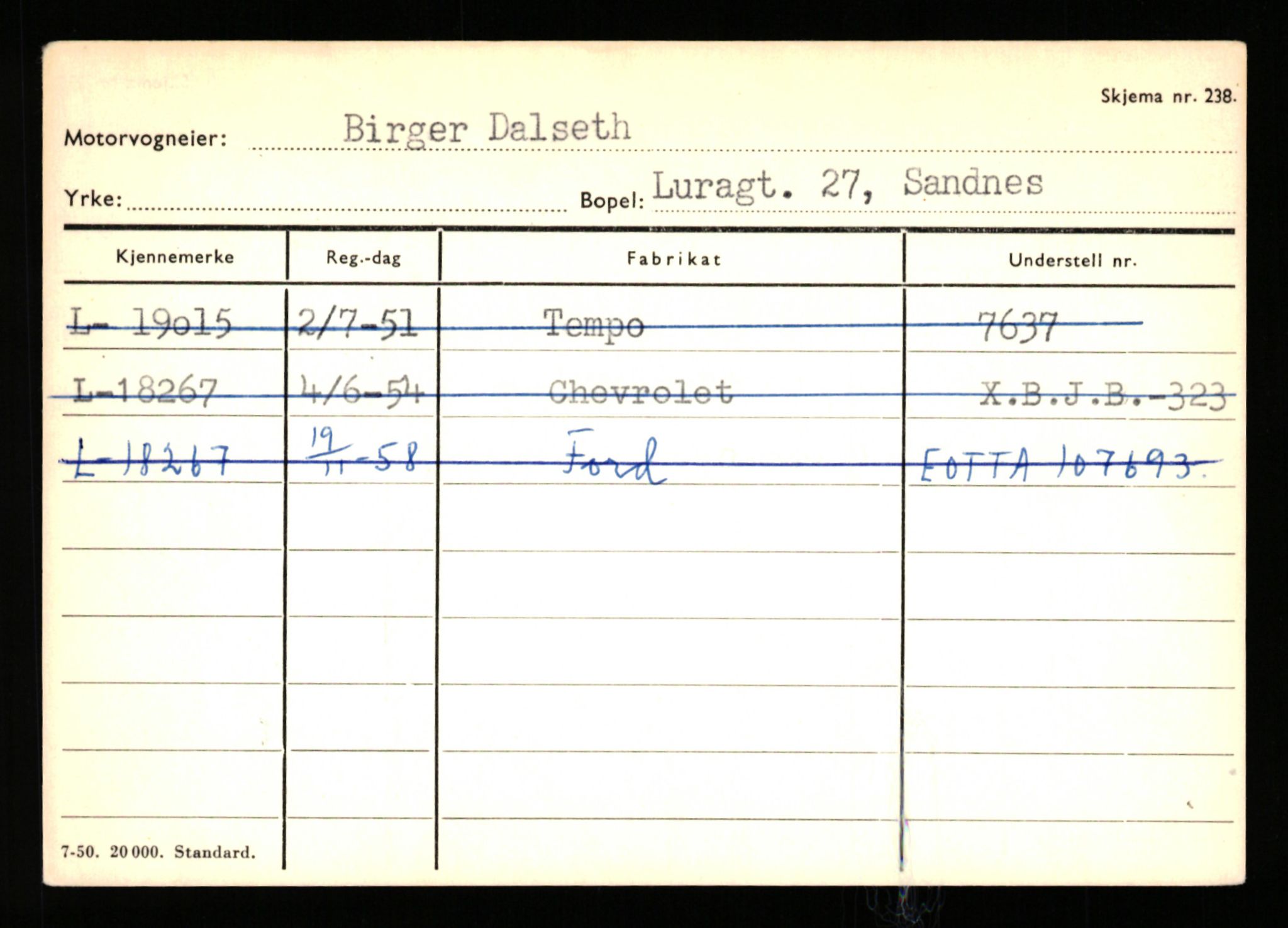 Stavanger trafikkstasjon, AV/SAST-A-101942/0/H/L0006: Dalva - Egersund, 1930-1971, p. 3