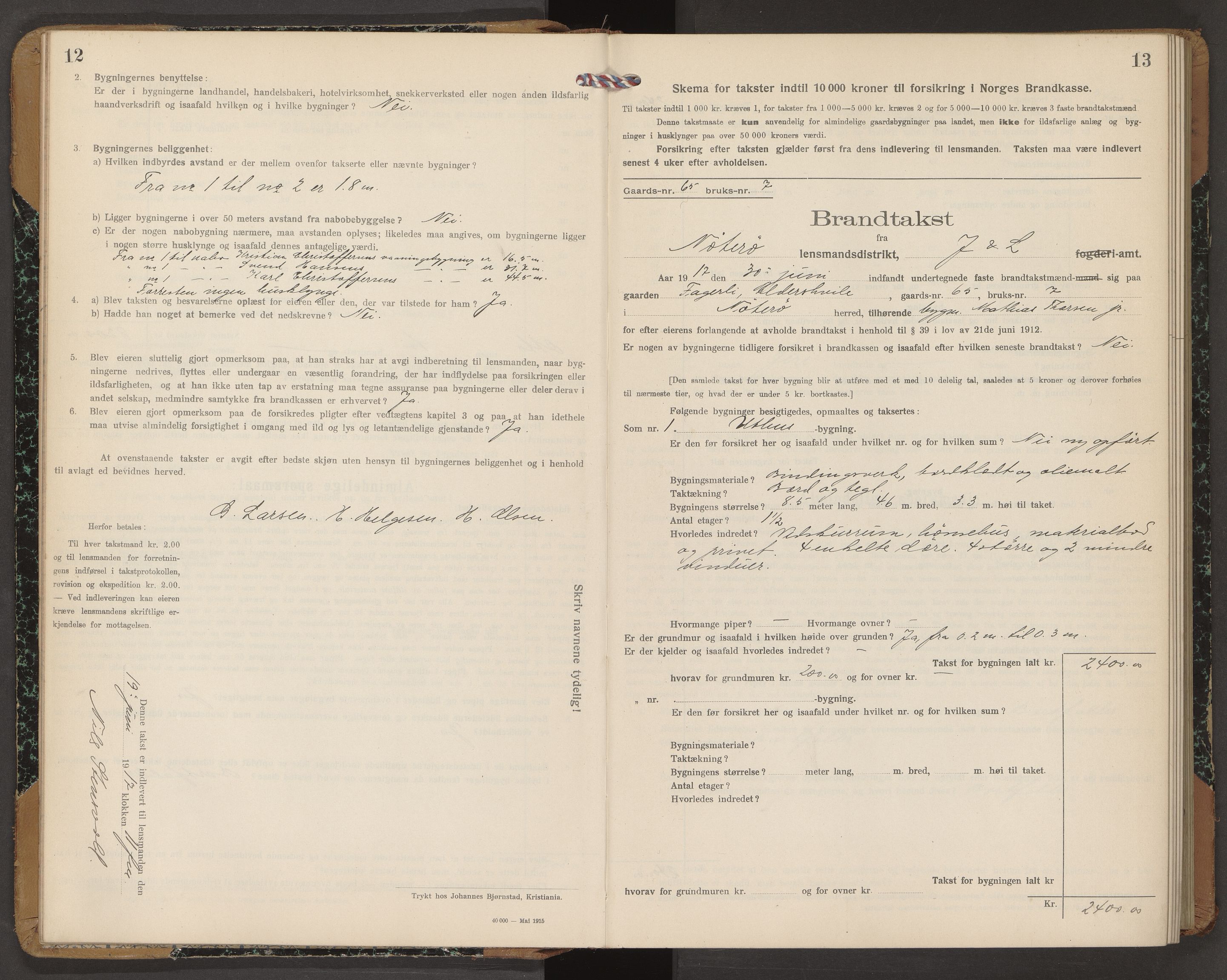 Nøtterøy lensmannskontor, AV/SAKO-A-540/Y/Yg/Ygb/L0006: Skjematakstprotokoll, 1917-1927, p. 12-13