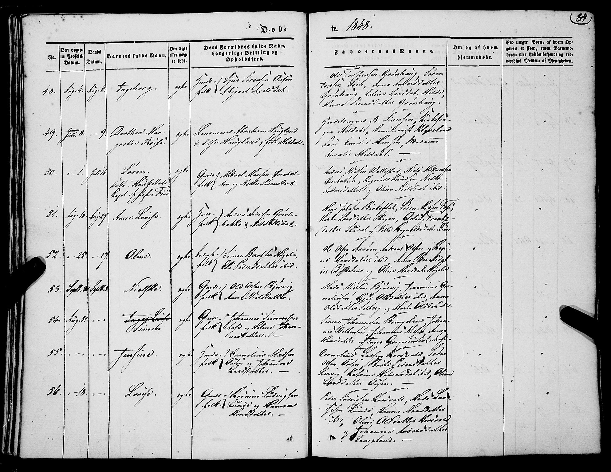 Gaular sokneprestembete, AV/SAB-A-80001/H/Haa: Parish register (official) no. A 4I, 1840-1859, p. 84