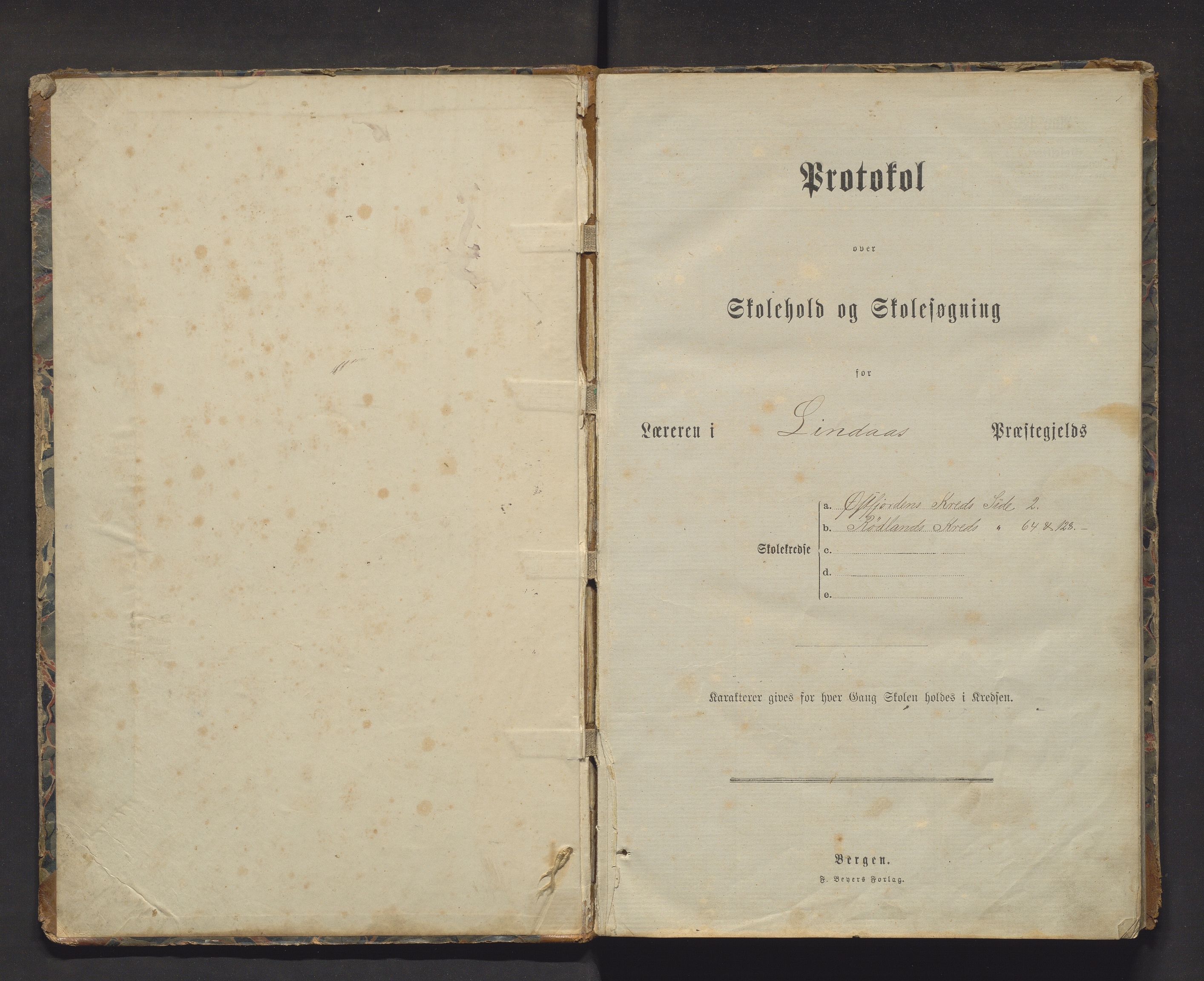 Lindås kommune. Barneskulane, IKAH/1263-231/F/Fa/L0002: Skuleprotokoll for Austfjorden og Rødland krinsar, 1880-1894