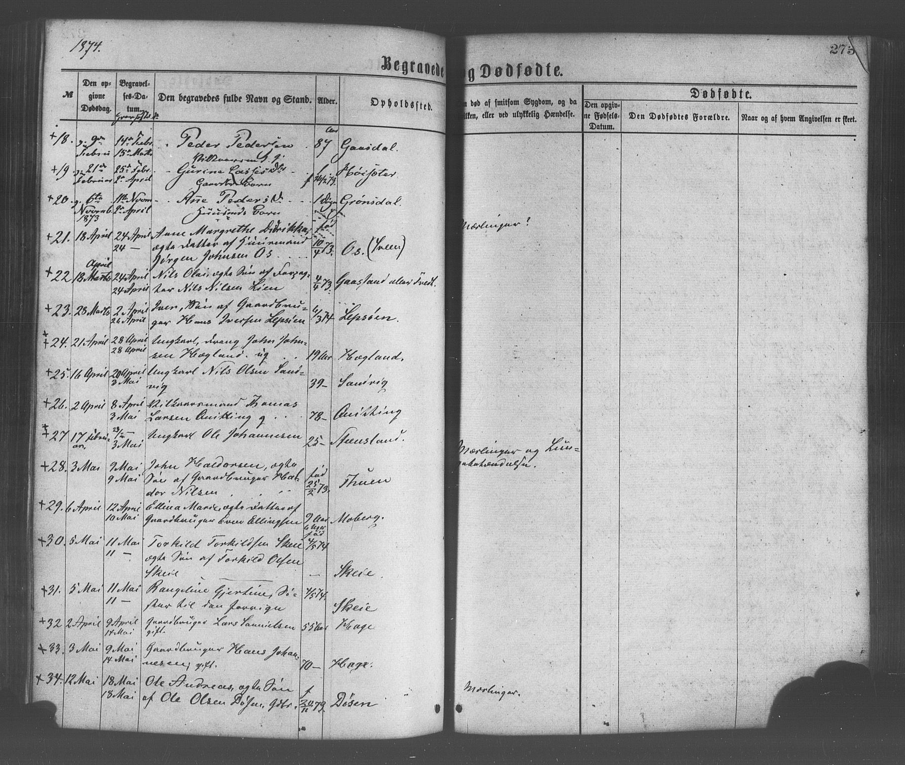 Os sokneprestembete, SAB/A-99929: Parish register (official) no. A 18, 1874-1884, p. 273