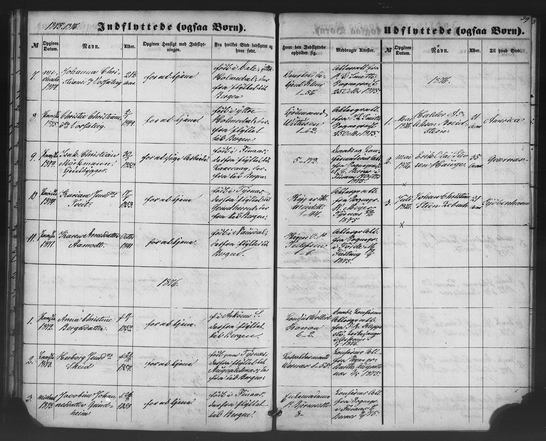 Nykirken Sokneprestembete, SAB/A-77101/H/Haa/L0050: Parish register (official) no. G 2, 1858-1879, p. 39