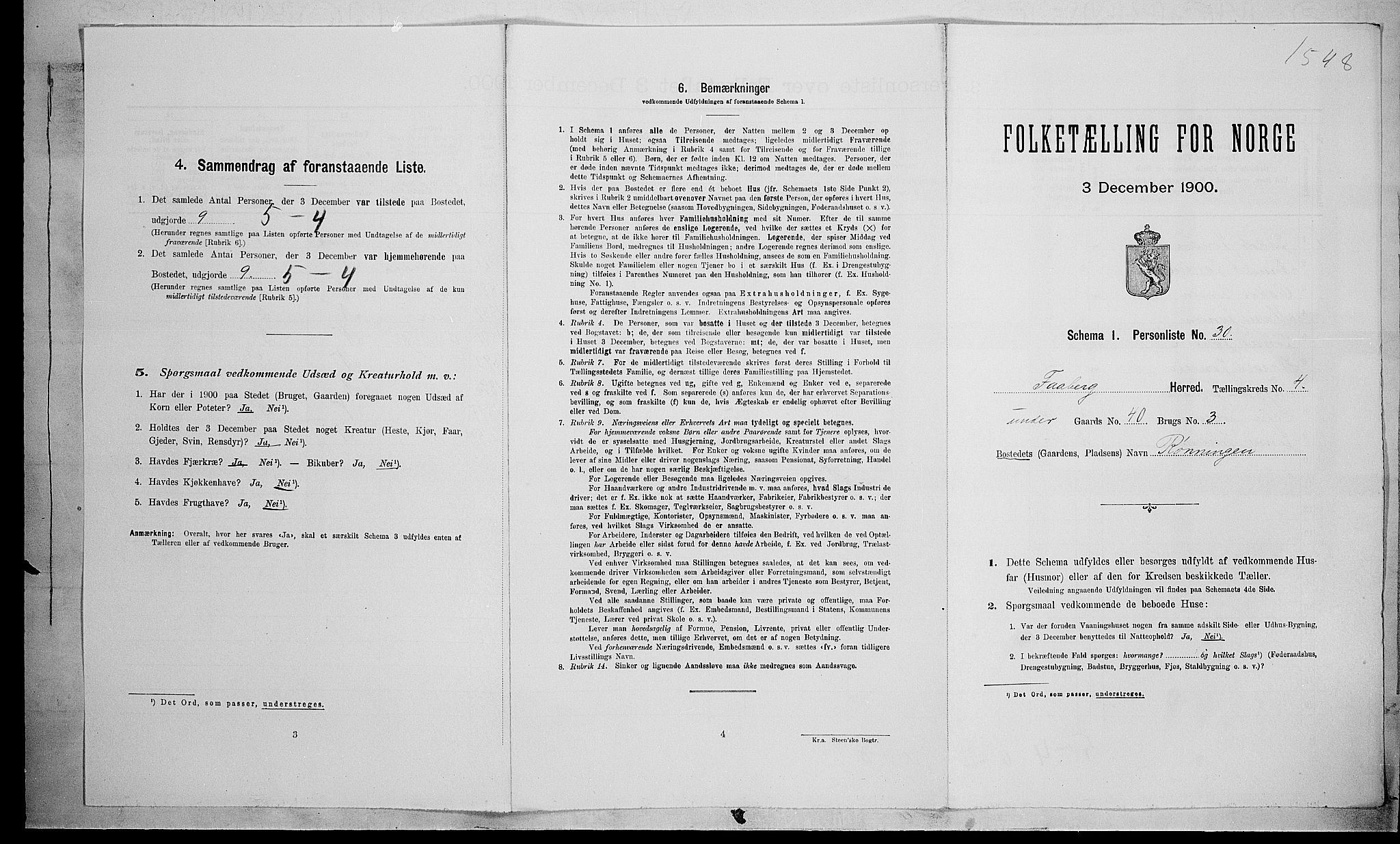 SAH, 1900 census for Fåberg, 1900, p. 554