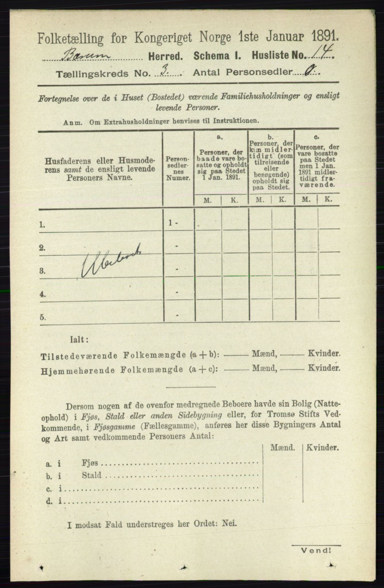 RA, 1891 census for 0219 Bærum, 1891, p. 1915
