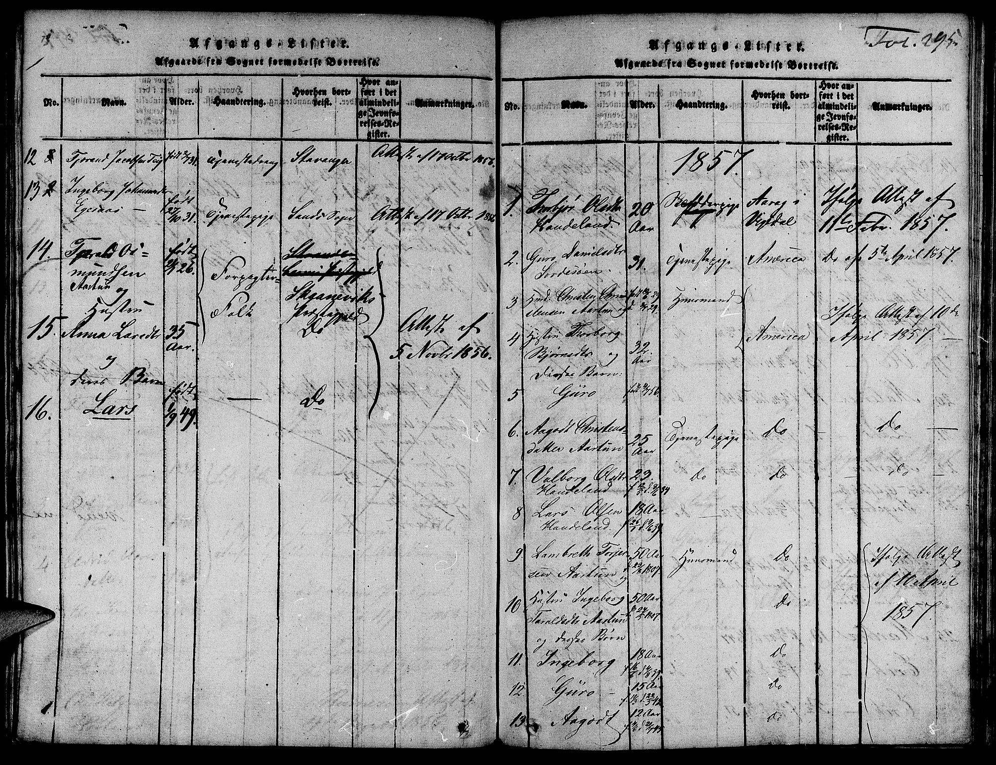 Suldal sokneprestkontor, SAST/A-101845/01/IV/L0007: Parish register (official) no. A 7, 1817-1838, p. 295