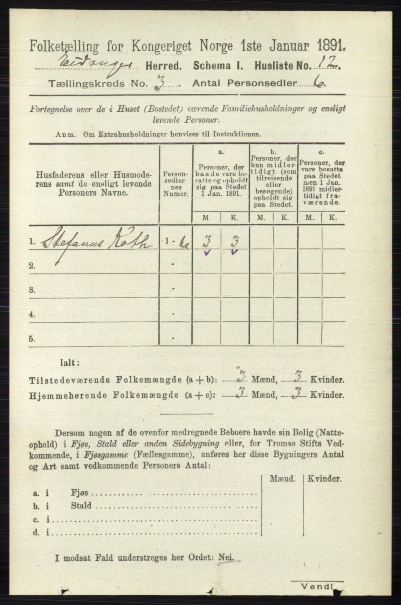 RA, 1891 census for 0813 Eidanger, 1891, p. 1459