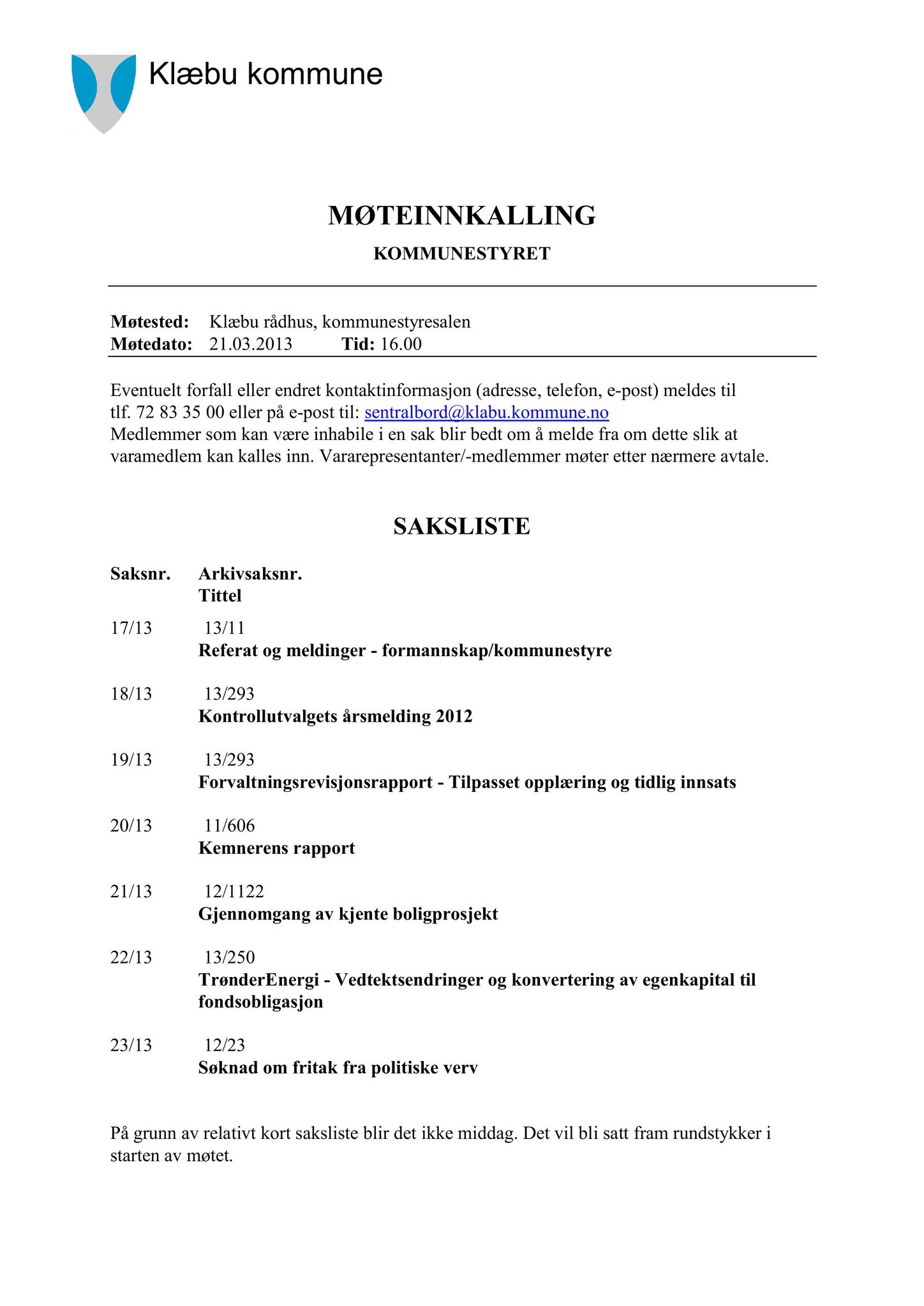 Klæbu Kommune, TRKO/KK/01-KS/L006: Kommunestyret - Møtedokumenter, 2013, p. 374