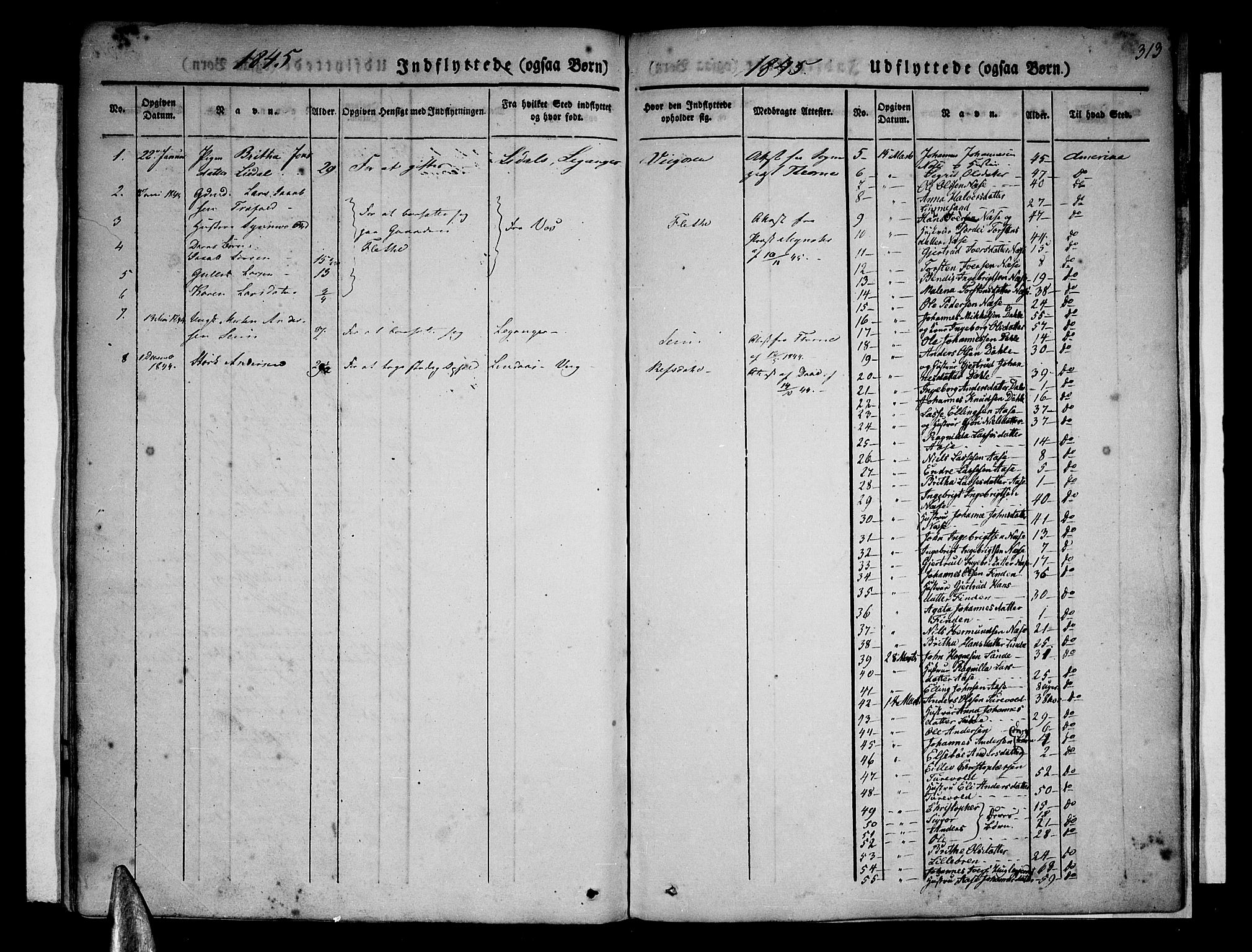 Vik sokneprestembete, AV/SAB-A-81501/H/Haa/Haaa/L0007: Parish register (official) no. A 7, 1831-1845, p. 313