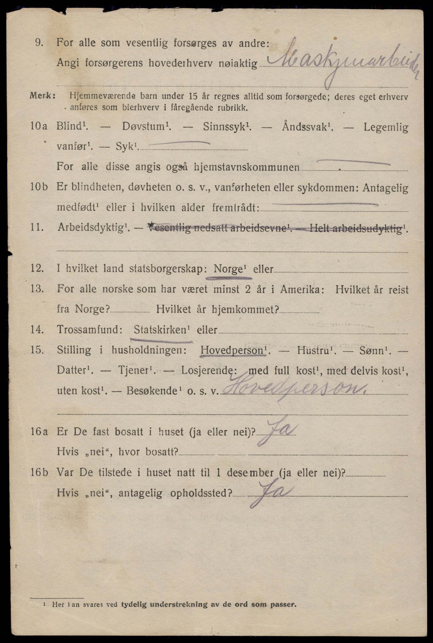 SAT, 1920 census for Trondheim, 1920, p. 94865