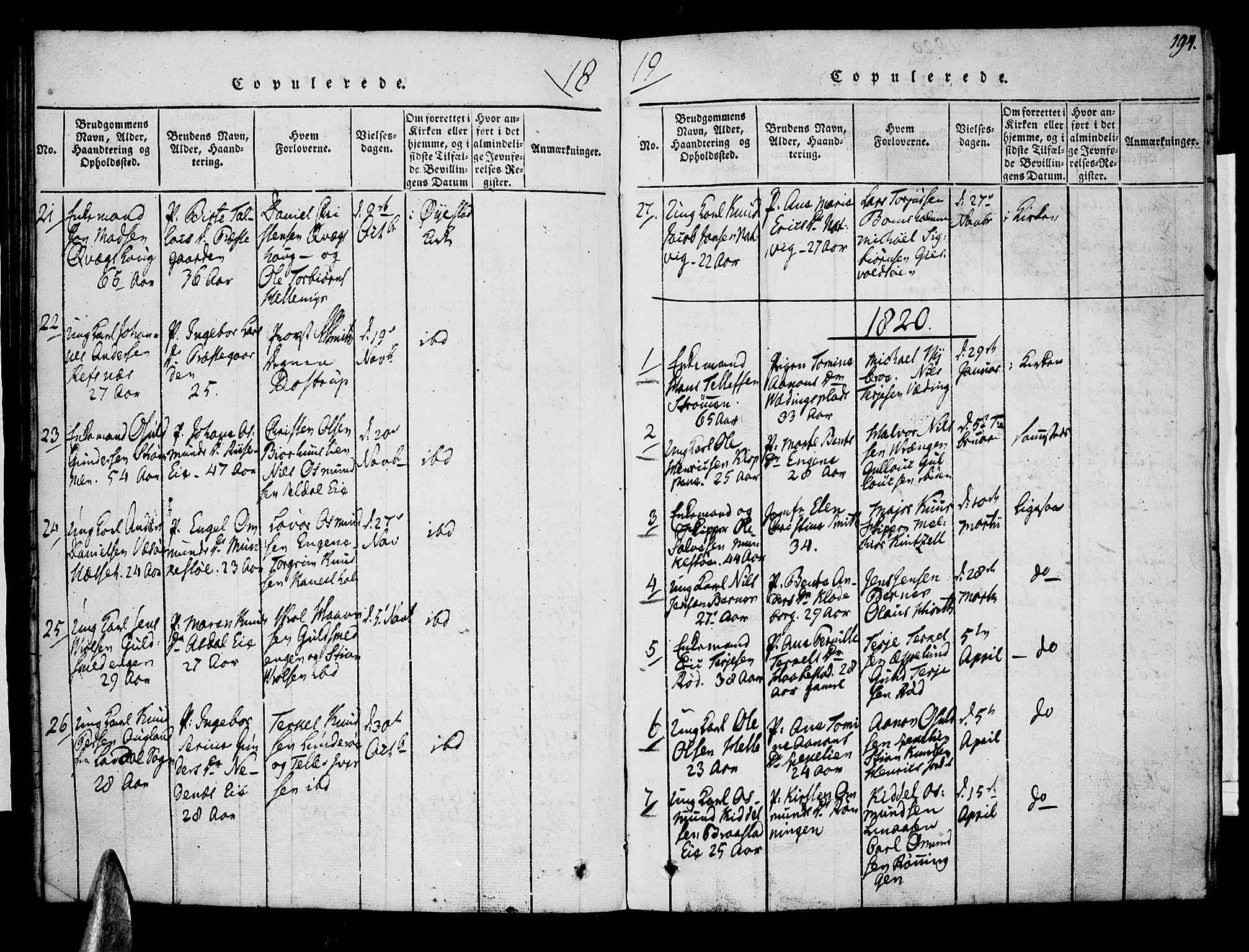 Øyestad sokneprestkontor, AV/SAK-1111-0049/F/Fa/L0012: Parish register (official) no. A 12, 1816-1827, p. 194