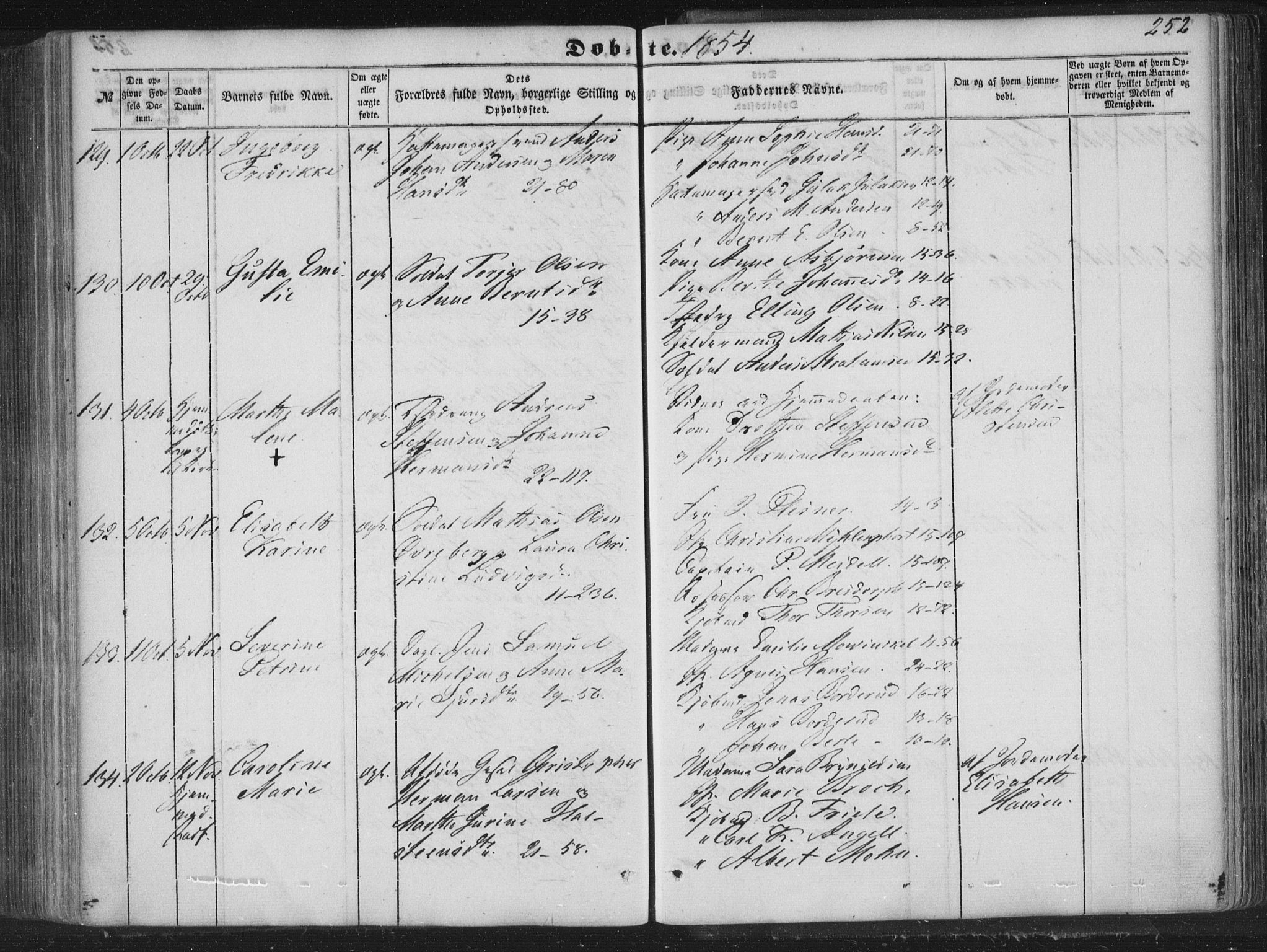 Korskirken sokneprestembete, AV/SAB-A-76101/H/Haa/L0017: Parish register (official) no. B 3, 1851-1857, p. 252