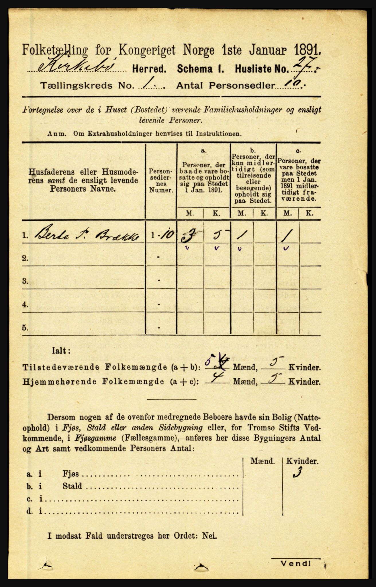 RA, 1891 census for 1416 Kyrkjebø, 1891, p. 46