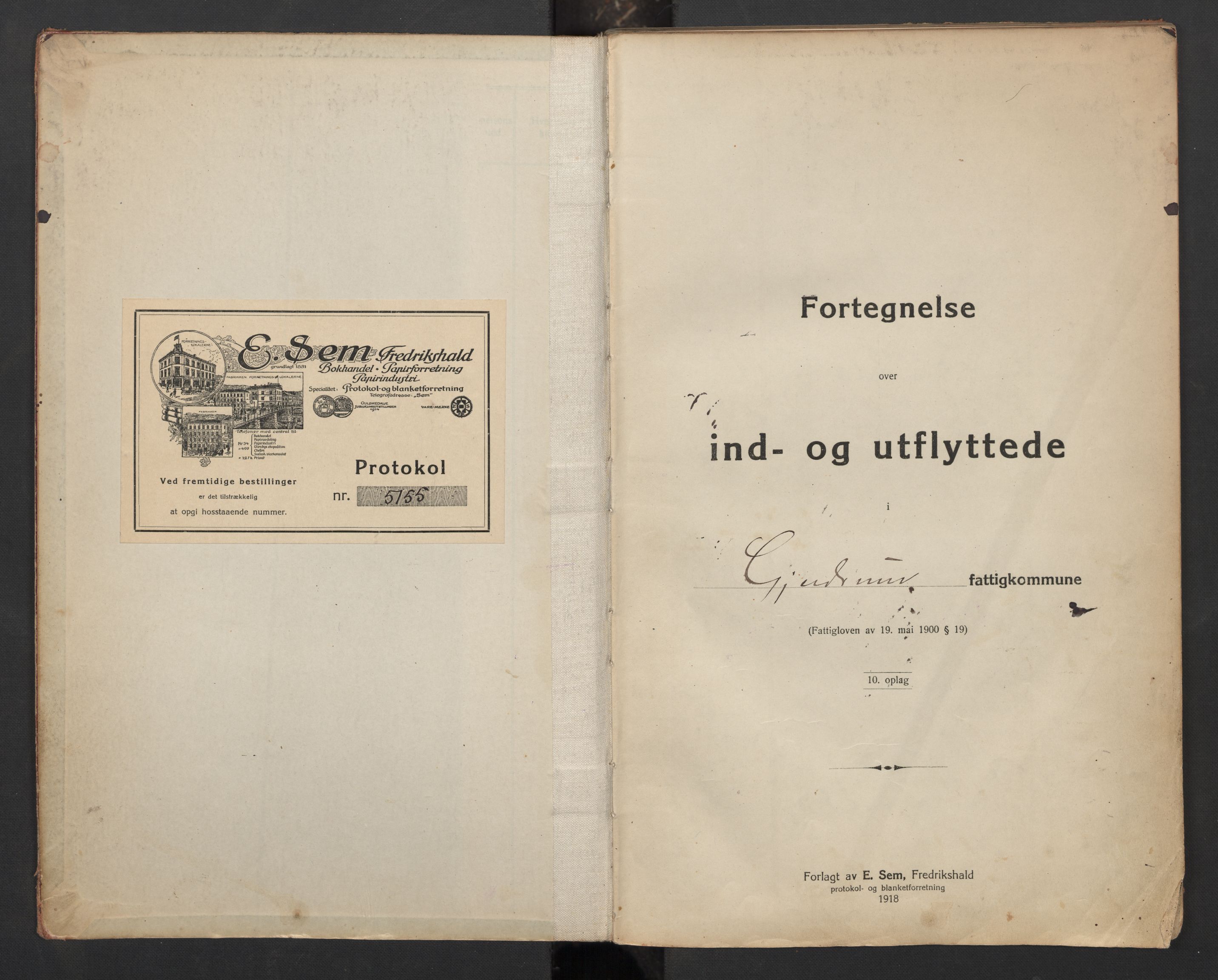 Gjerdrum lensmannskontor, AV/SAO-A-10413/O/Ob/L0001: Fortegnelse over inn- og utflyttede, 1919-1938