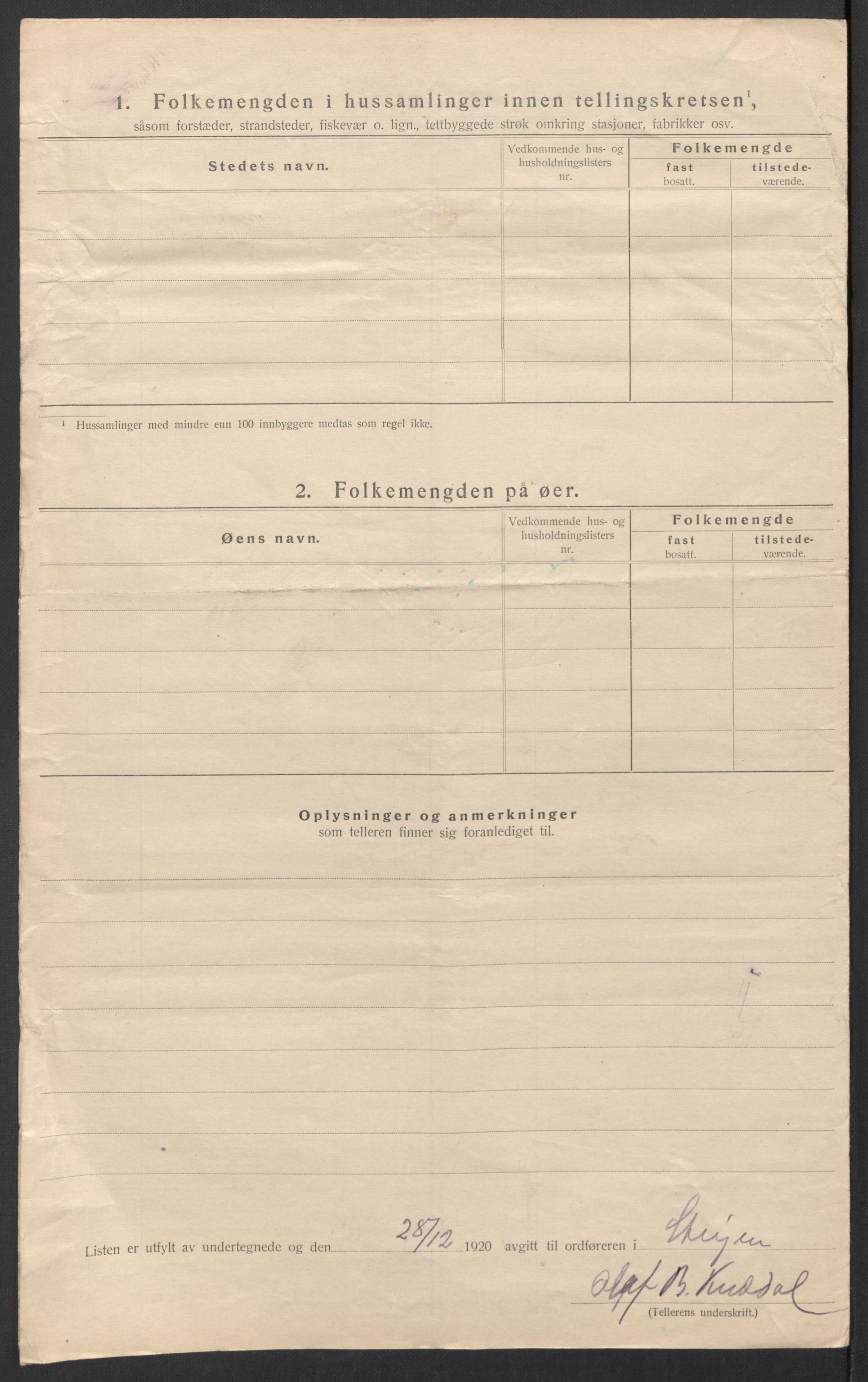 SAT, 1920 census for Steigen, 1920, p. 18