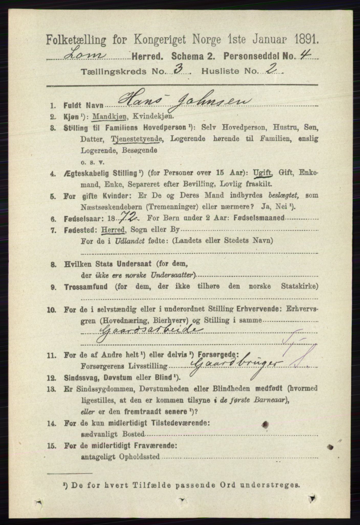 RA, 1891 census for 0514 Lom, 1891, p. 1268