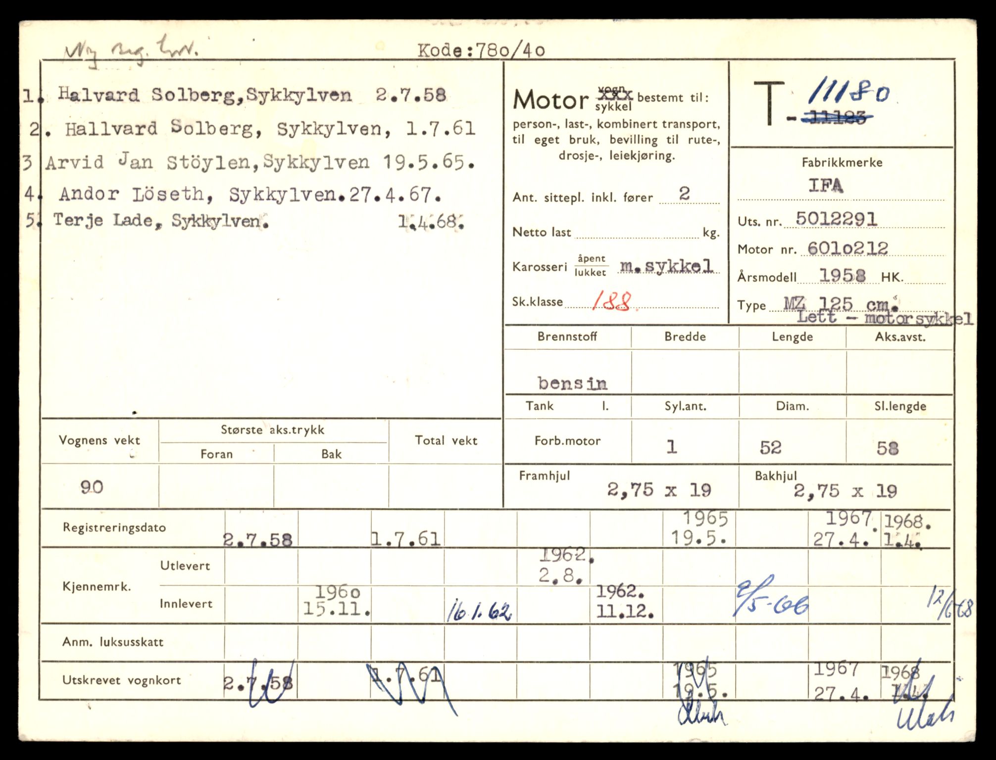 Møre og Romsdal vegkontor - Ålesund trafikkstasjon, AV/SAT-A-4099/F/Fe/L0027: Registreringskort for kjøretøy T 11161 - T 11289, 1927-1998, p. 573