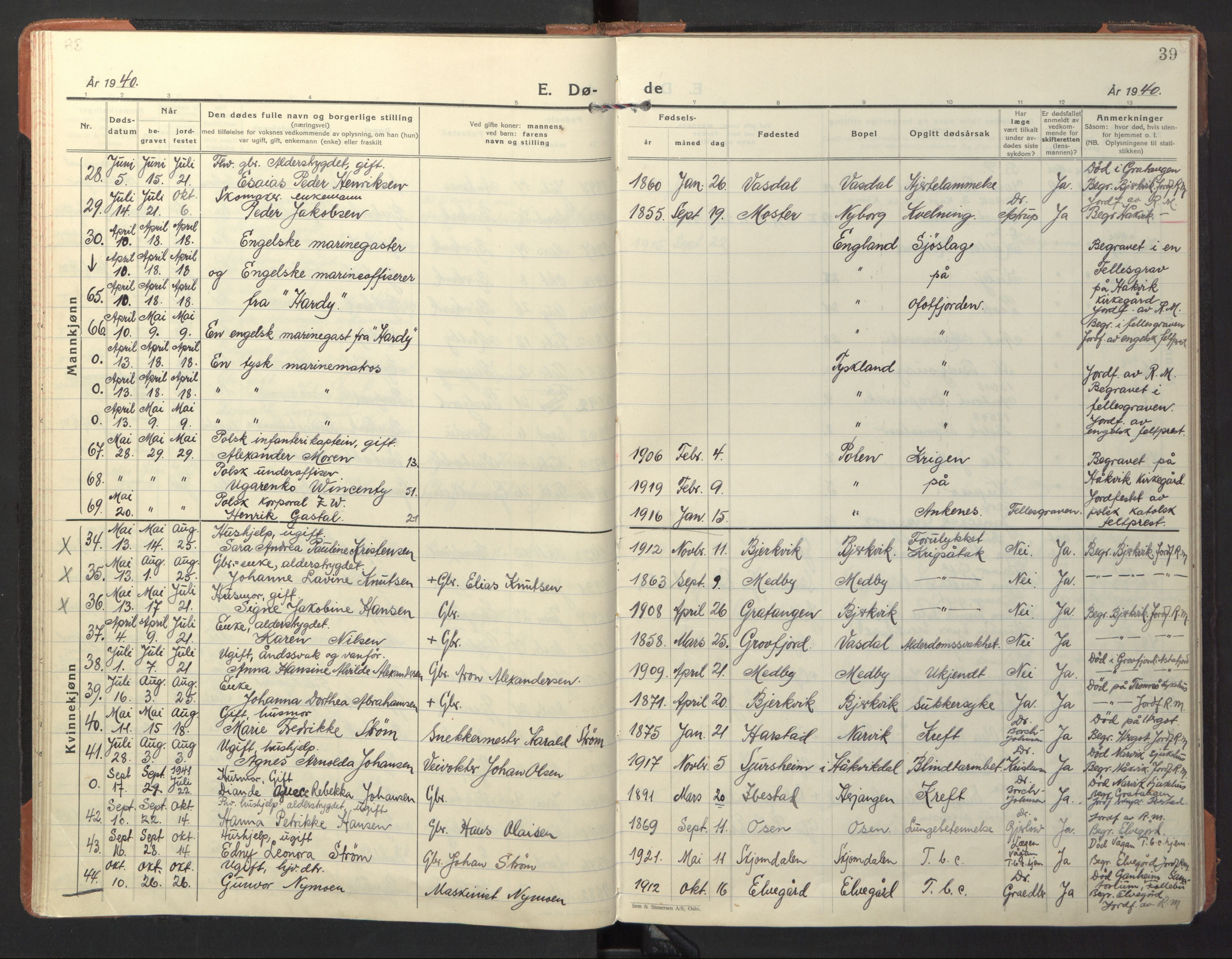 Ministerialprotokoller, klokkerbøker og fødselsregistre - Nordland, AV/SAT-A-1459/866/L0947: Parish register (official) no. 866A10, 1926-1958, p. 39