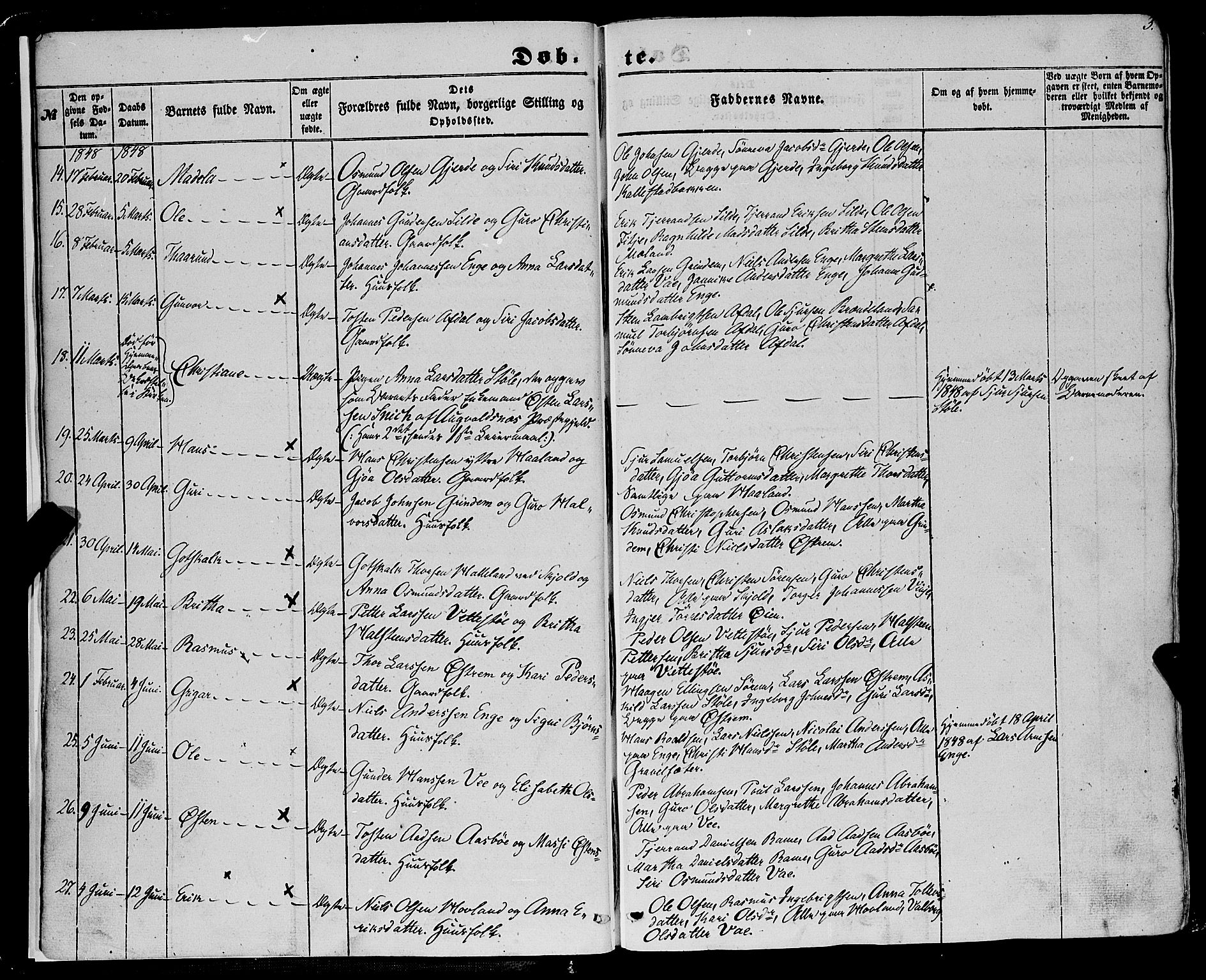 Etne sokneprestembete, SAB/A-75001/H/Haa: Parish register (official) no. A 8, 1848-1862, p. 3