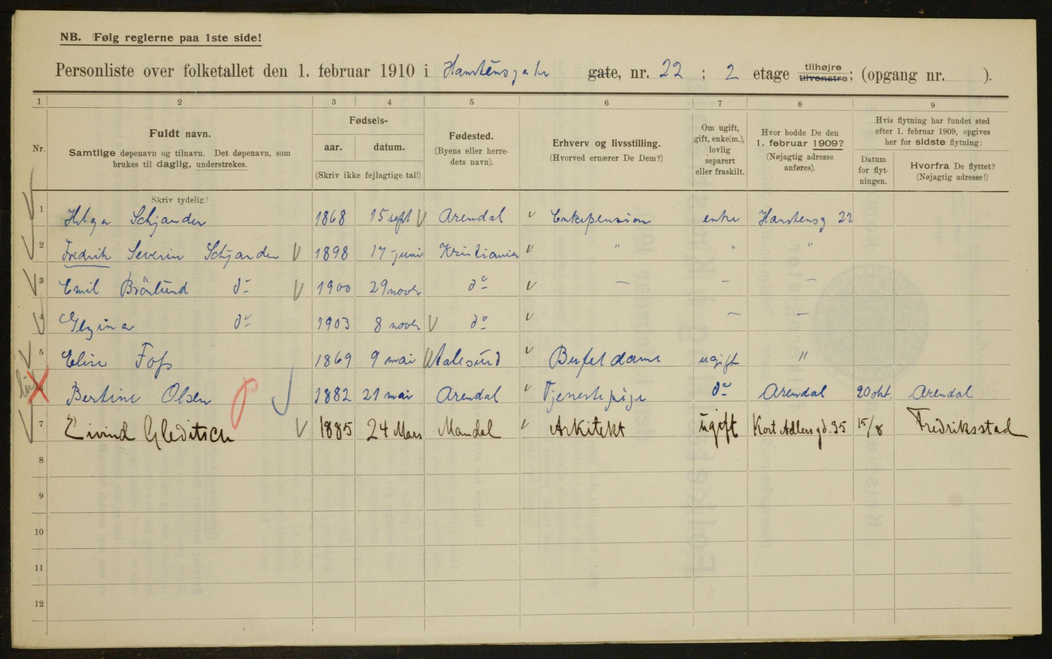 OBA, Municipal Census 1910 for Kristiania, 1910, p. 32849