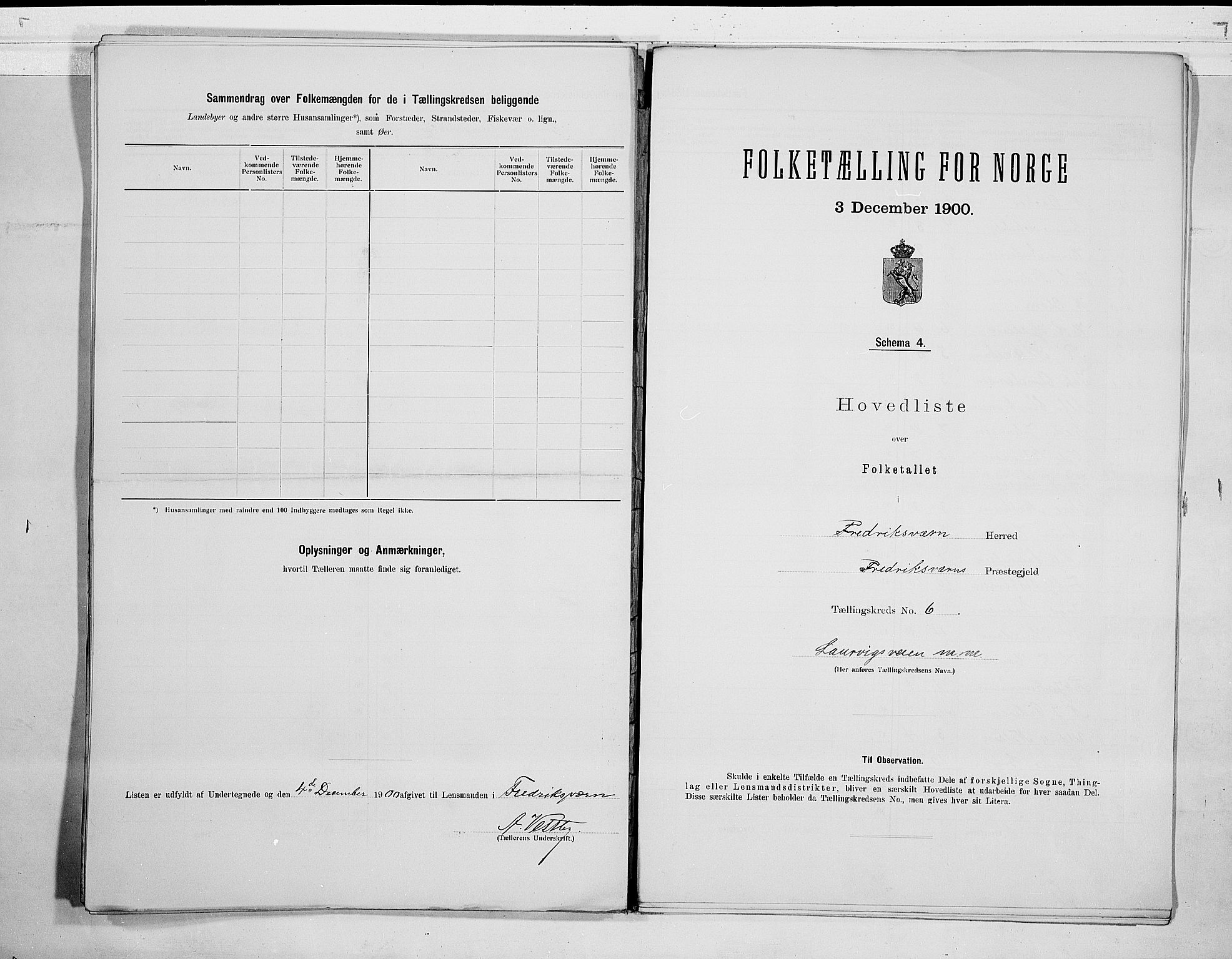 RA, 1900 census for Fredriksvern, 1900, p. 14