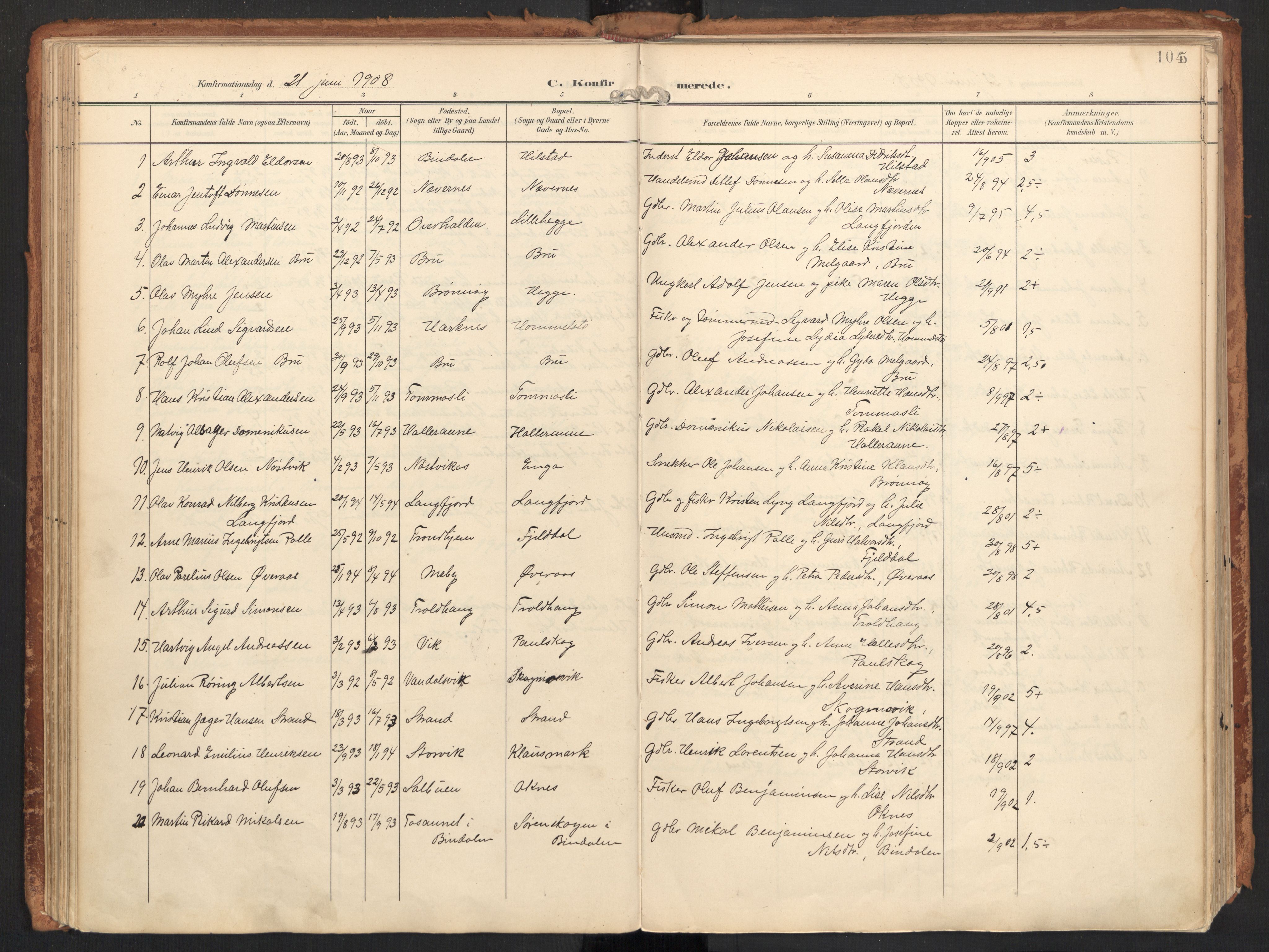 Ministerialprotokoller, klokkerbøker og fødselsregistre - Nordland, AV/SAT-A-1459/814/L0227: Parish register (official) no. 814A08, 1899-1920, p. 104