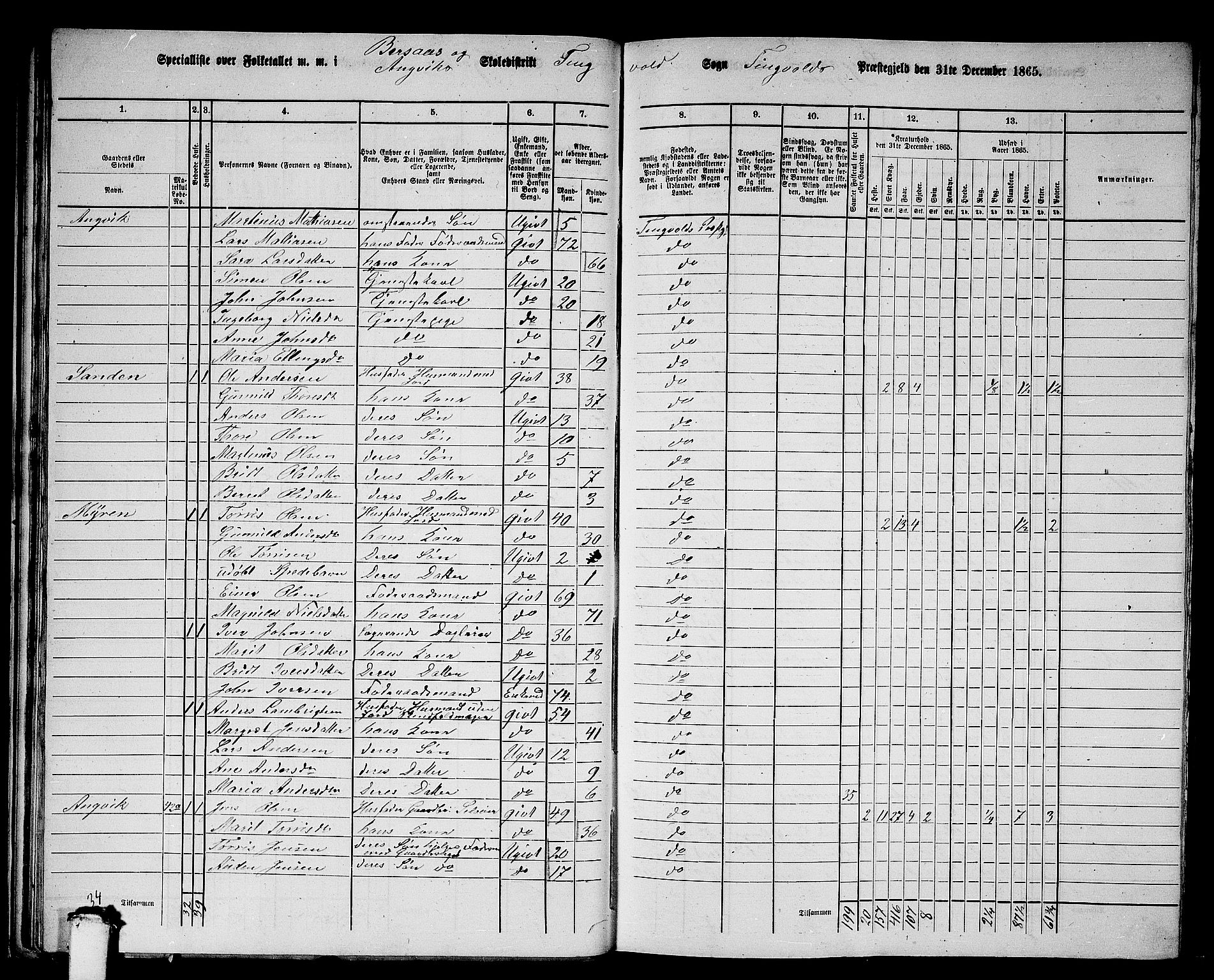 RA, 1865 census for Tingvoll, 1865, p. 32