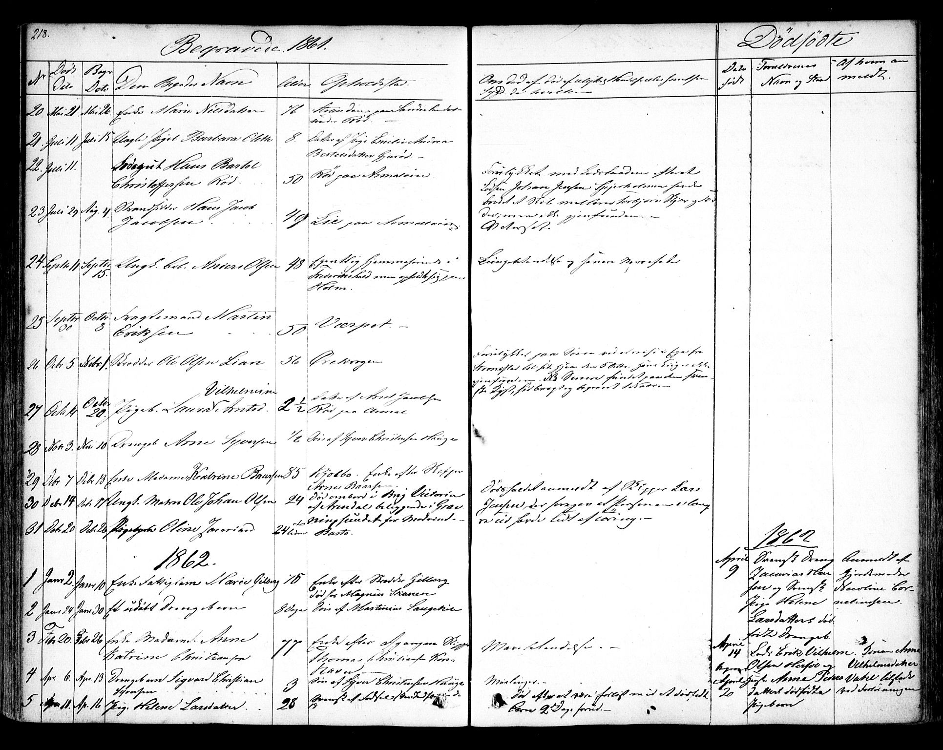 Hvaler prestekontor Kirkebøker, AV/SAO-A-2001/F/Fa/L0006: Parish register (official) no. I 6, 1846-1863, p. 218