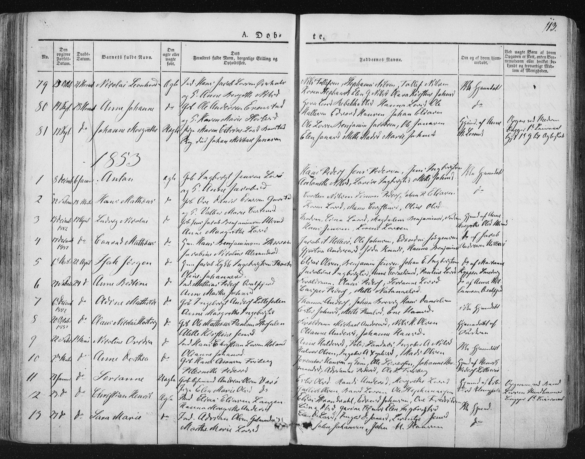 Ministerialprotokoller, klokkerbøker og fødselsregistre - Nord-Trøndelag, SAT/A-1458/784/L0669: Parish register (official) no. 784A04, 1829-1859, p. 113