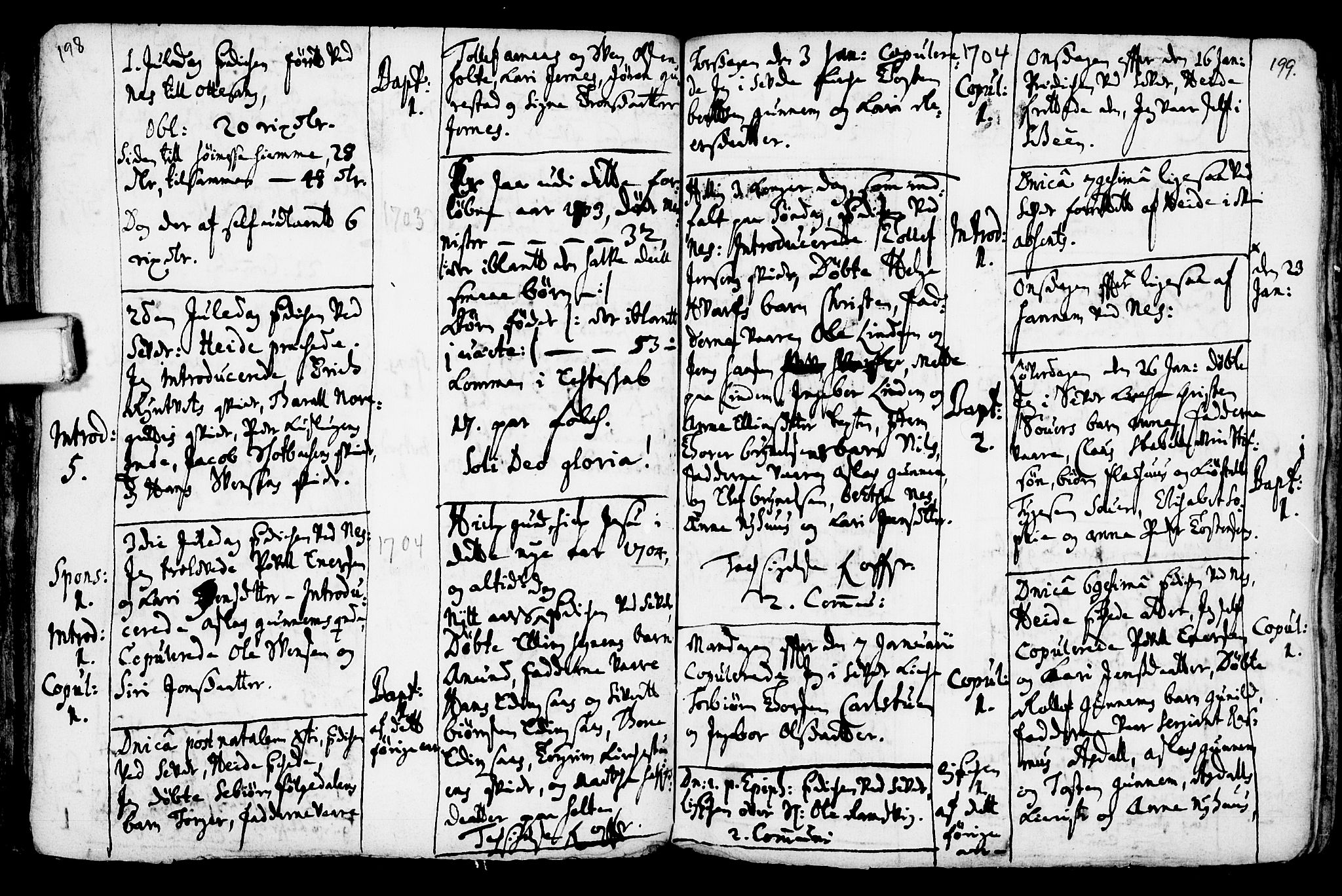 Sauherad kirkebøker, SAKO/A-298/F/Fa/L0002: Parish register (official) no. I 2, 1681-1720, p. 198-199