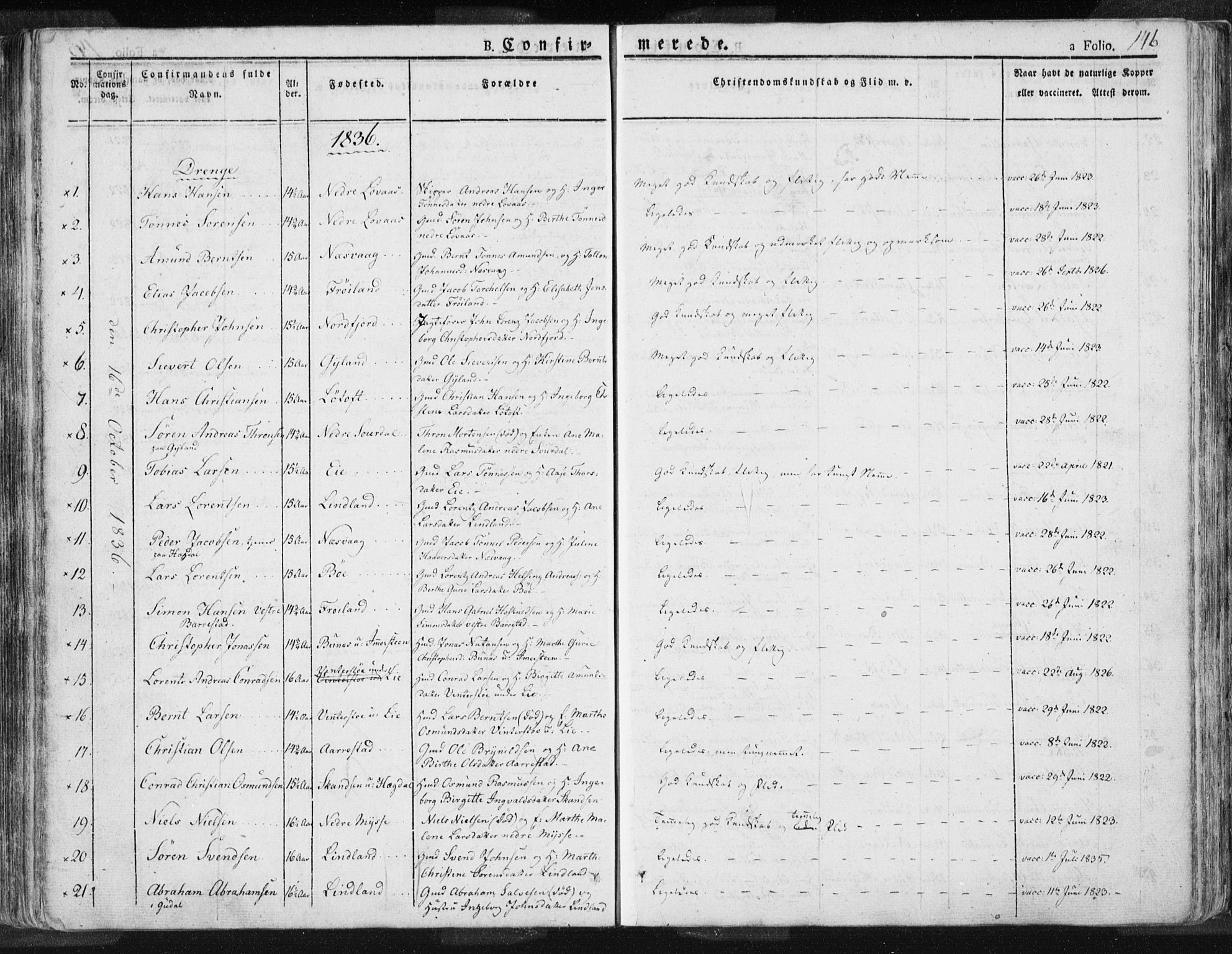 Sokndal sokneprestkontor, AV/SAST-A-101808: Parish register (official) no. A 7.1, 1826-1842, p. 146