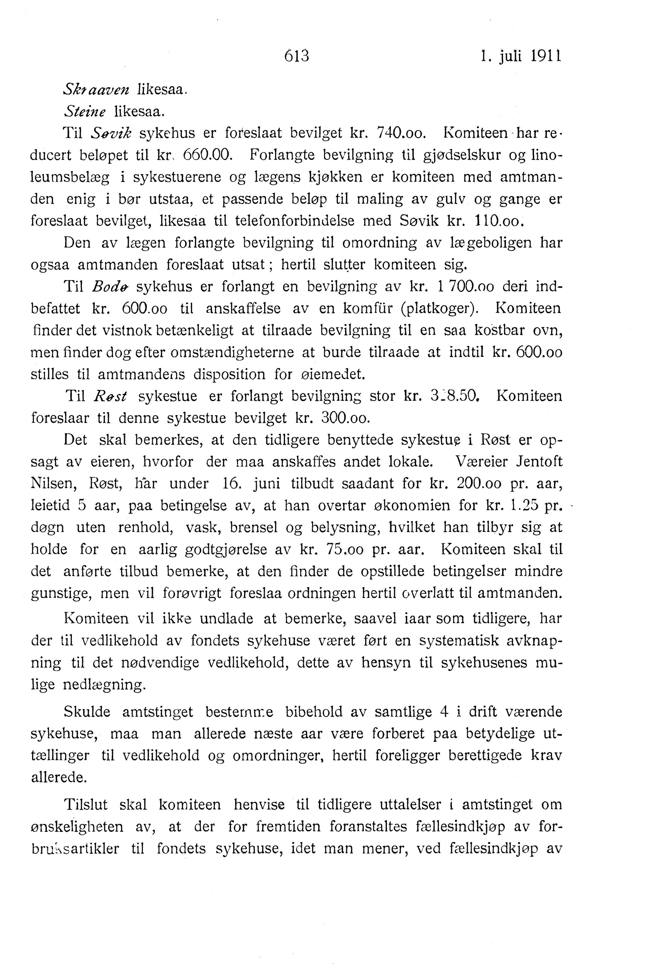 Nordland Fylkeskommune. Fylkestinget, AIN/NFK-17/176/A/Ac/L0034: Fylkestingsforhandlinger 1911, 1911