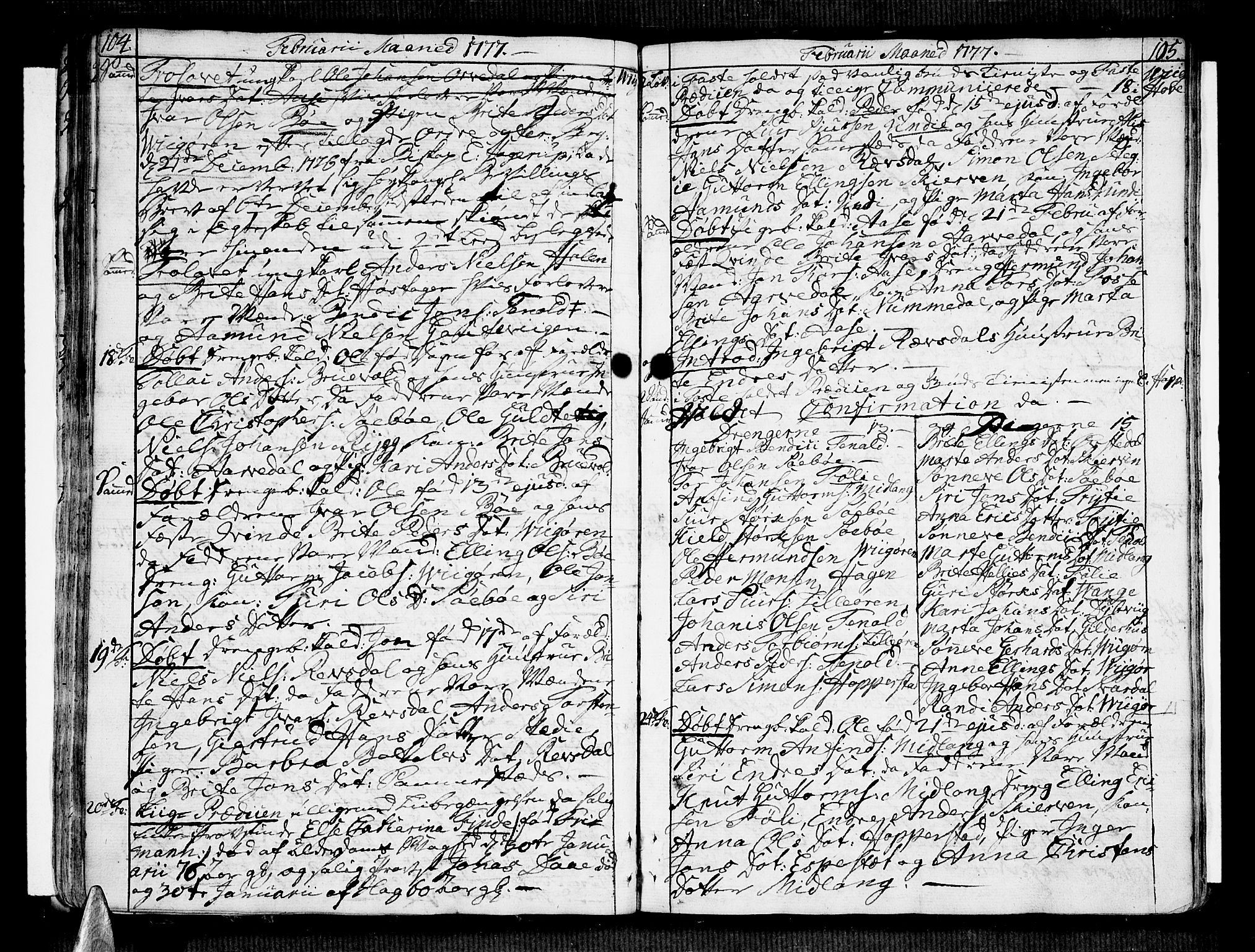 Vik sokneprestembete, SAB/A-81501: Parish register (official) no. A 4, 1772-1783, p. 104-105