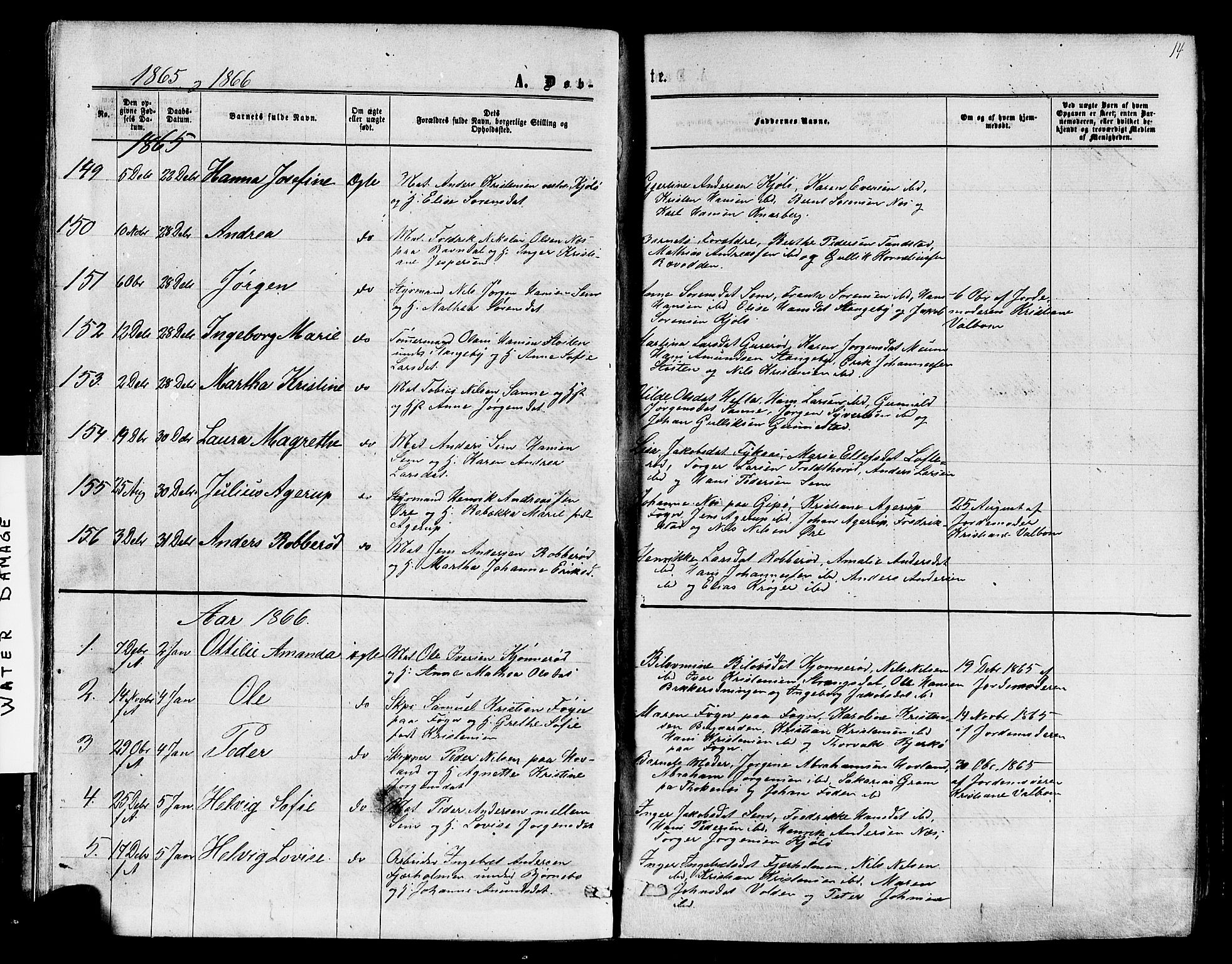 Nøtterøy kirkebøker, SAKO/A-354/F/Fa/L0007: Parish register (official) no. I 7, 1865-1877, p. 14