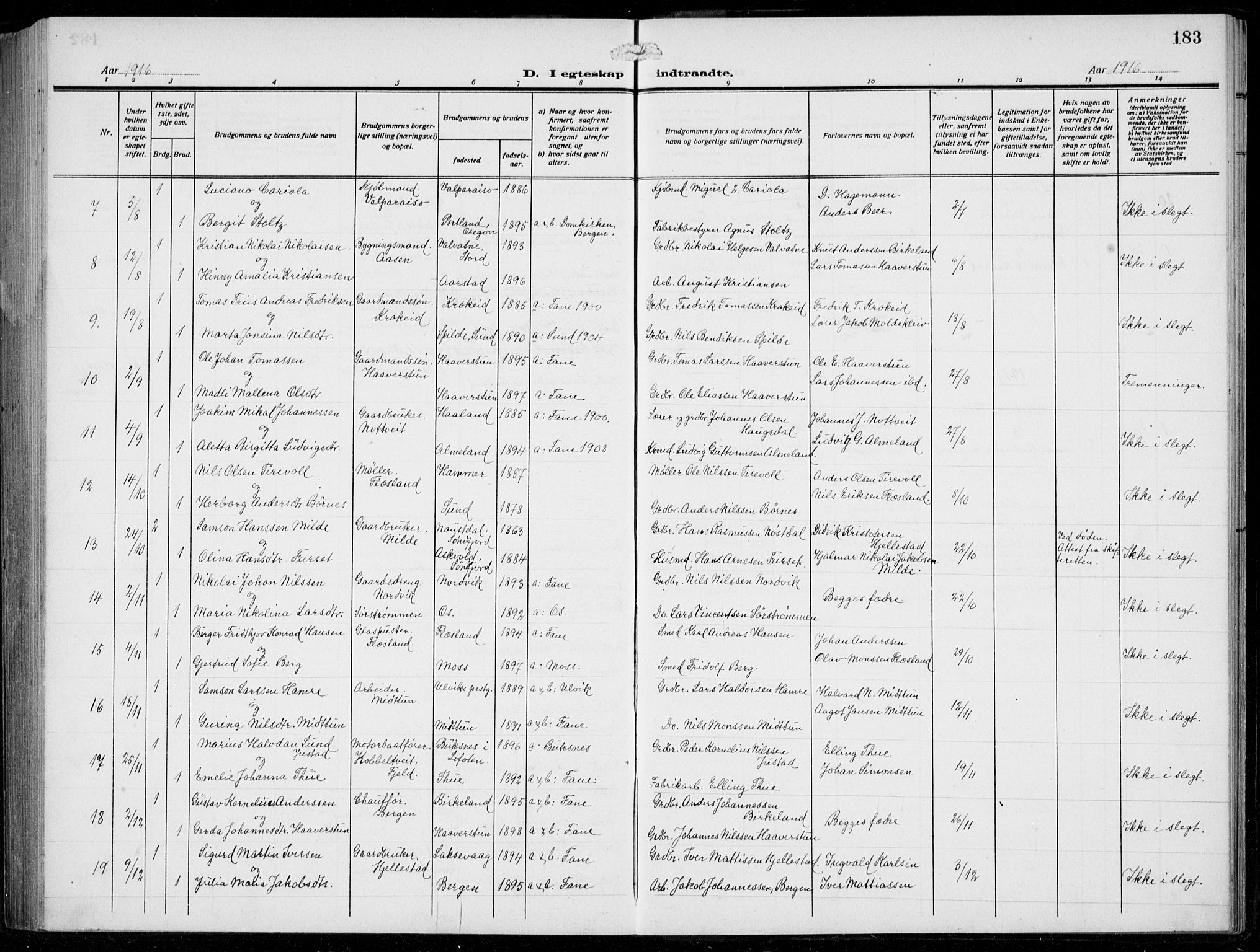 Fana Sokneprestembete, AV/SAB-A-75101/H/Hab/Haba/L0005: Parish register (copy) no. A 5, 1911-1932, p. 183