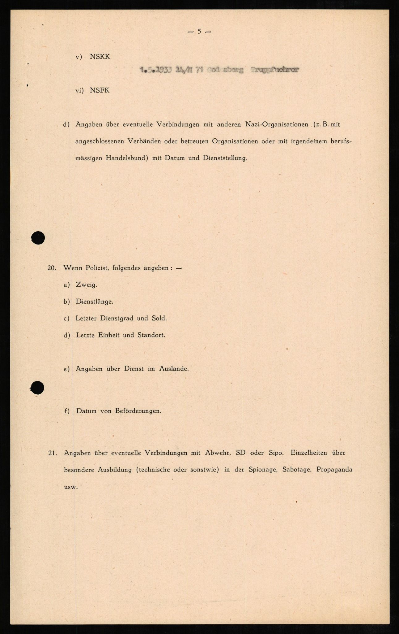 Forsvaret, Forsvarets overkommando II, AV/RA-RAFA-3915/D/Db/L0006: CI Questionaires. Tyske okkupasjonsstyrker i Norge. Tyskere., 1945-1946, p. 268