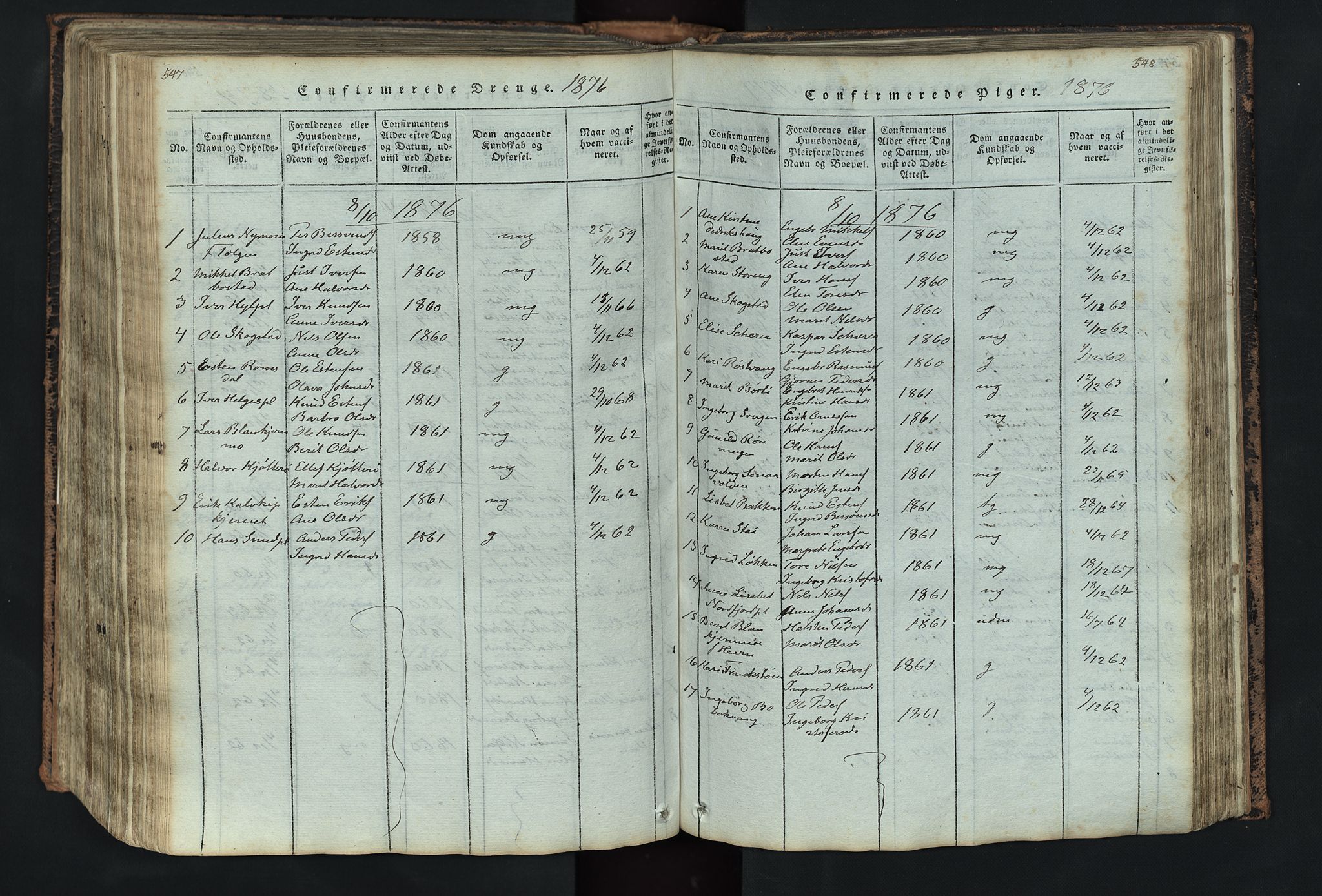 Kvikne prestekontor, SAH/PREST-064/H/Ha/Hab/L0001: Parish register (copy) no. 1, 1815-1895, p. 547-548
