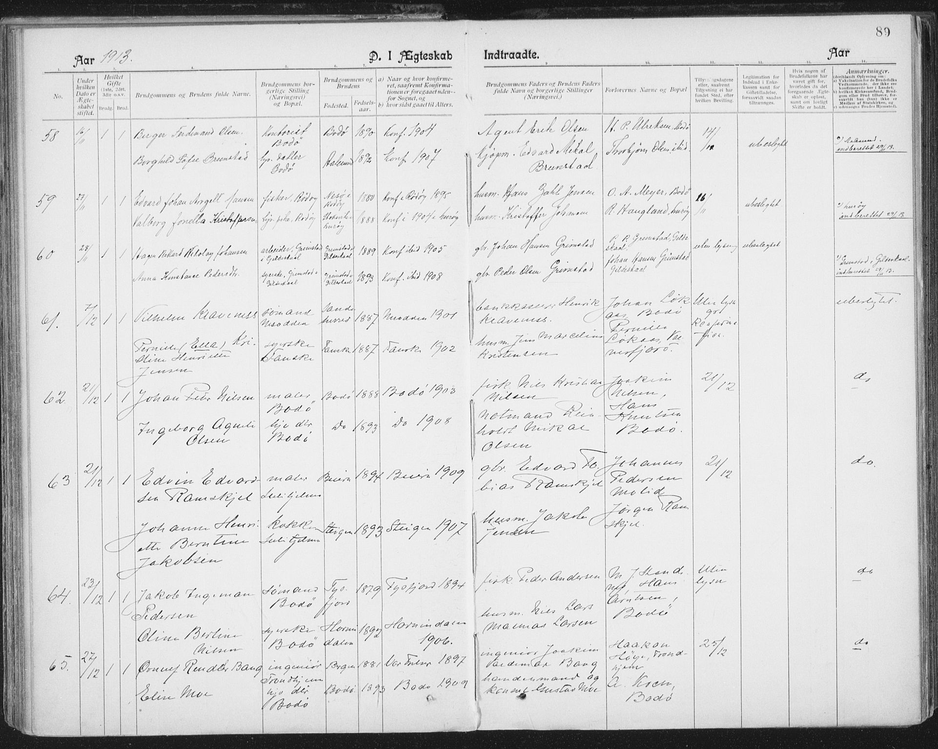 Ministerialprotokoller, klokkerbøker og fødselsregistre - Nordland, SAT/A-1459/801/L0012: Parish register (official) no. 801A12, 1900-1916, p. 89