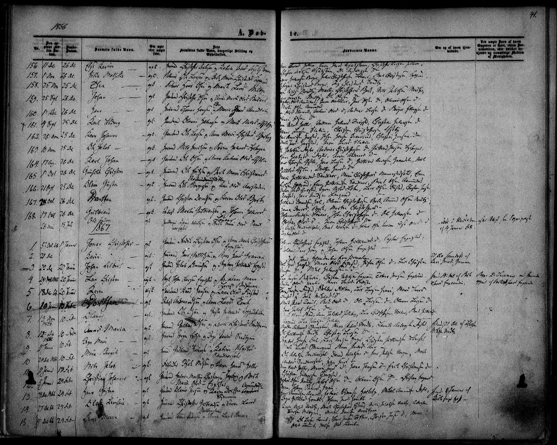 Nannestad prestekontor Kirkebøker, SAO/A-10414a/F/Fa/L0012: Parish register (official) no. I 12, 1860-1872, p. 41
