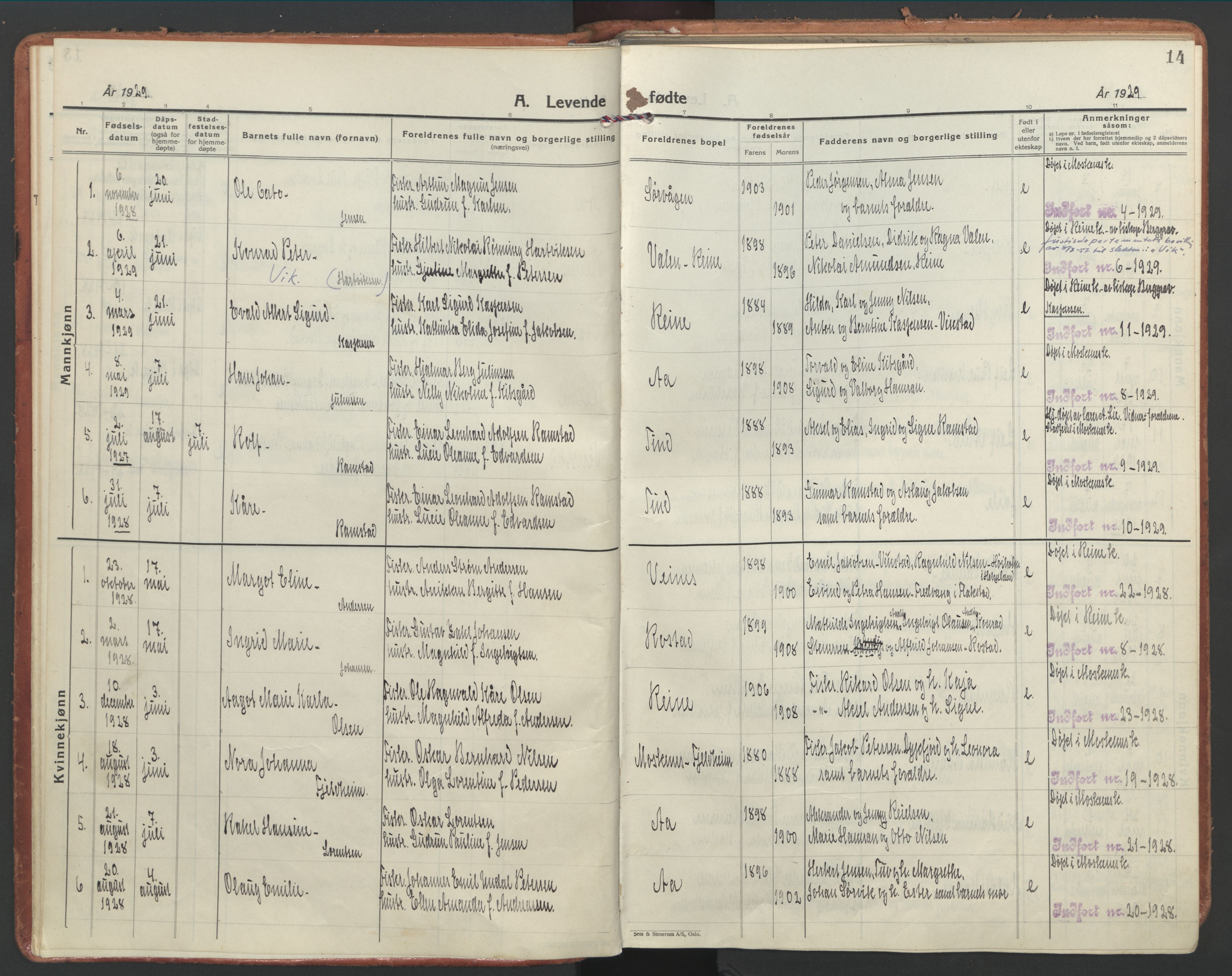 Ministerialprotokoller, klokkerbøker og fødselsregistre - Nordland, SAT/A-1459/886/L1223: Parish register (official) no. 886A05, 1926-1938, p. 14