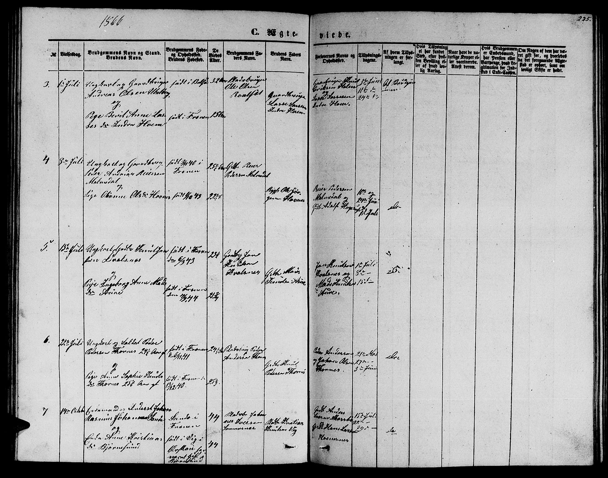 Ministerialprotokoller, klokkerbøker og fødselsregistre - Møre og Romsdal, AV/SAT-A-1454/565/L0753: Parish register (copy) no. 565C02, 1845-1870, p. 225