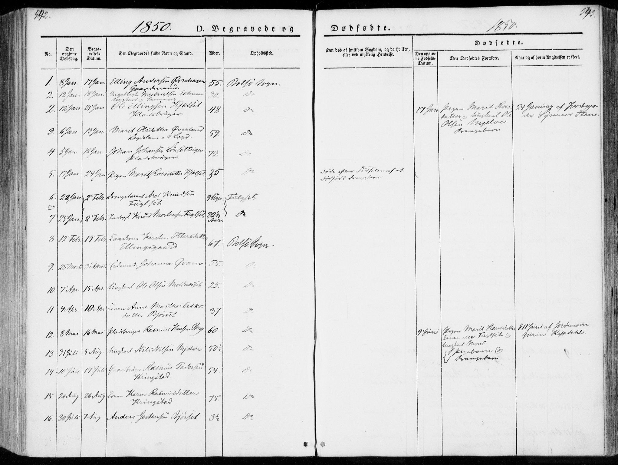 Ministerialprotokoller, klokkerbøker og fødselsregistre - Møre og Romsdal, SAT/A-1454/555/L0653: Parish register (official) no. 555A04, 1843-1869, p. 542-543