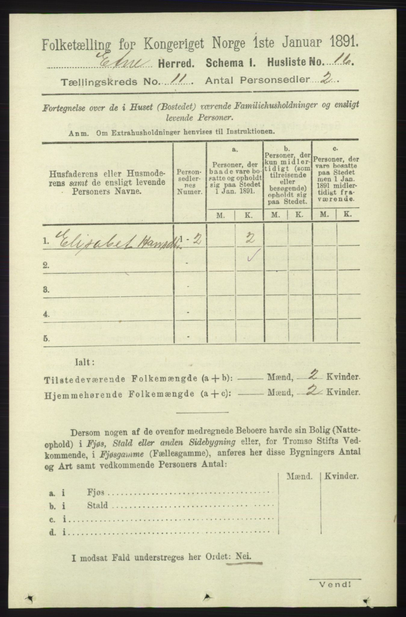 RA, 1891 census for 1211 Etne, 1891, p. 2218