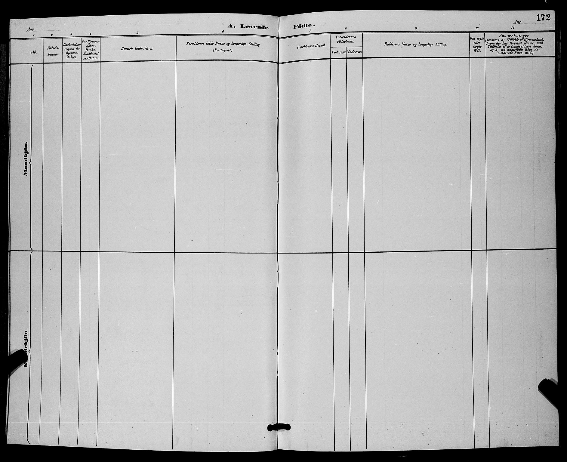 Bamble kirkebøker, SAKO/A-253/G/Ga/L0009: Parish register (copy) no. I 9, 1888-1900, p. 172